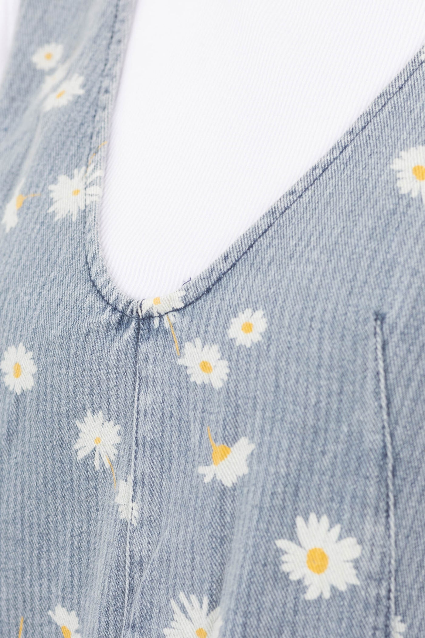 Denim Blue V-Neck Floral Dress