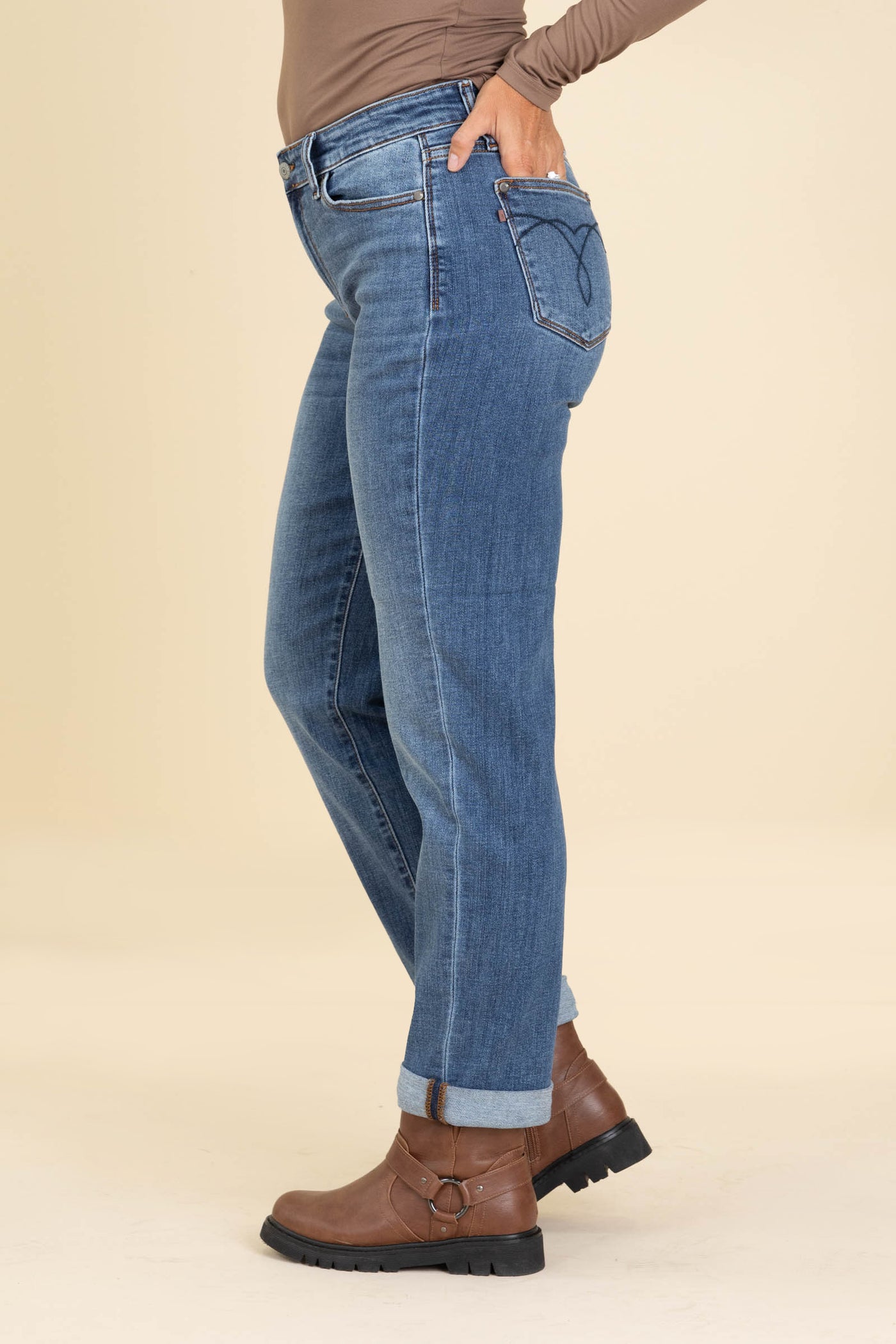 Judy Blue Medium Wash Classic Cuffed Jeans