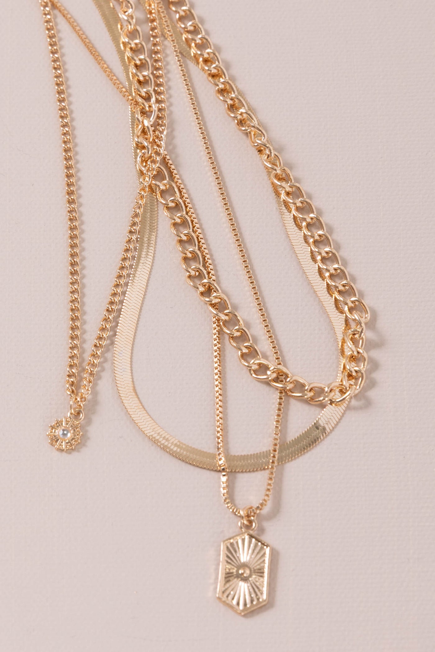 Gold Double Charm Multi Layer Necklace