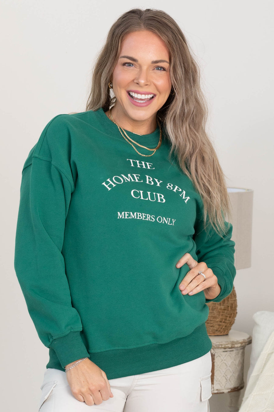 Green Crewneck Home By 8pm Club Sweatshirt