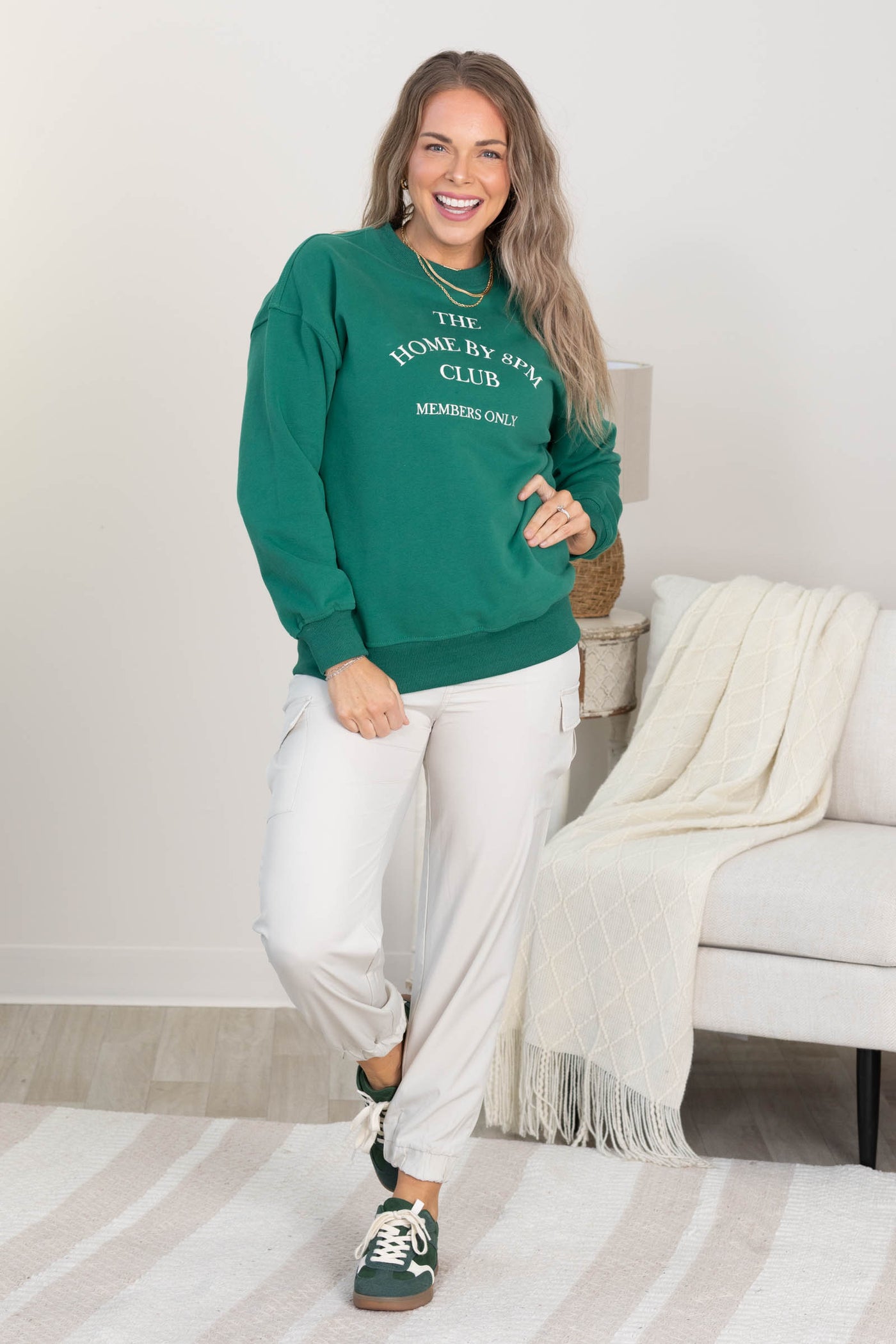 Green Crewneck Home By 8pm Club Sweatshirt