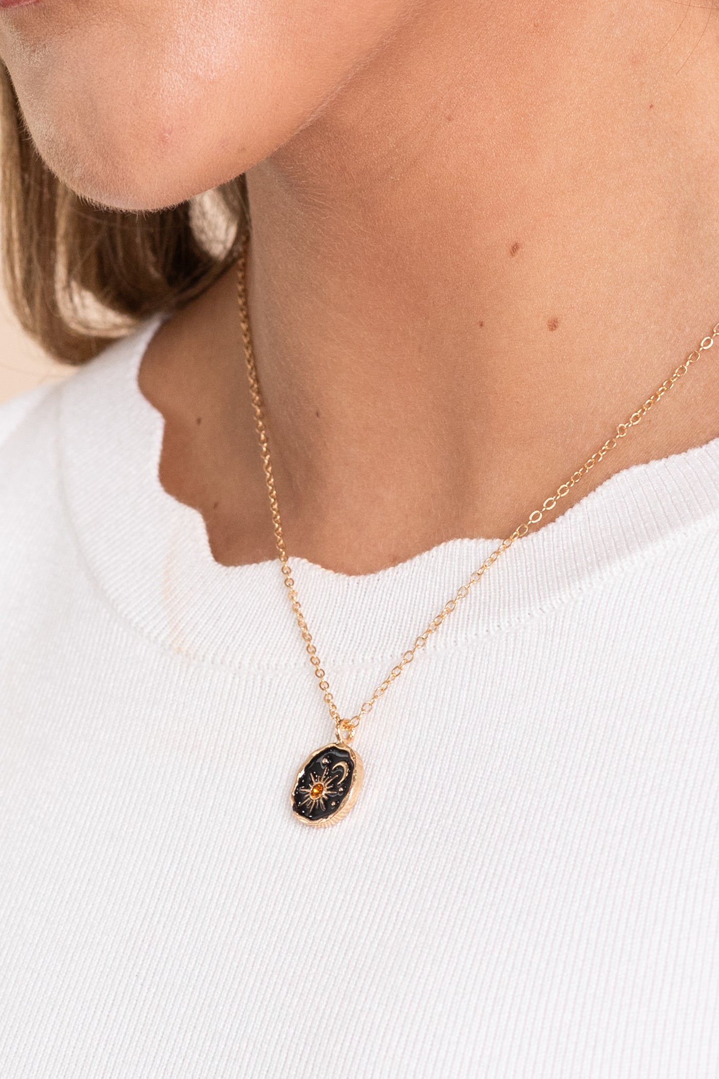 Vintage Carved Sun And Moon Necklace