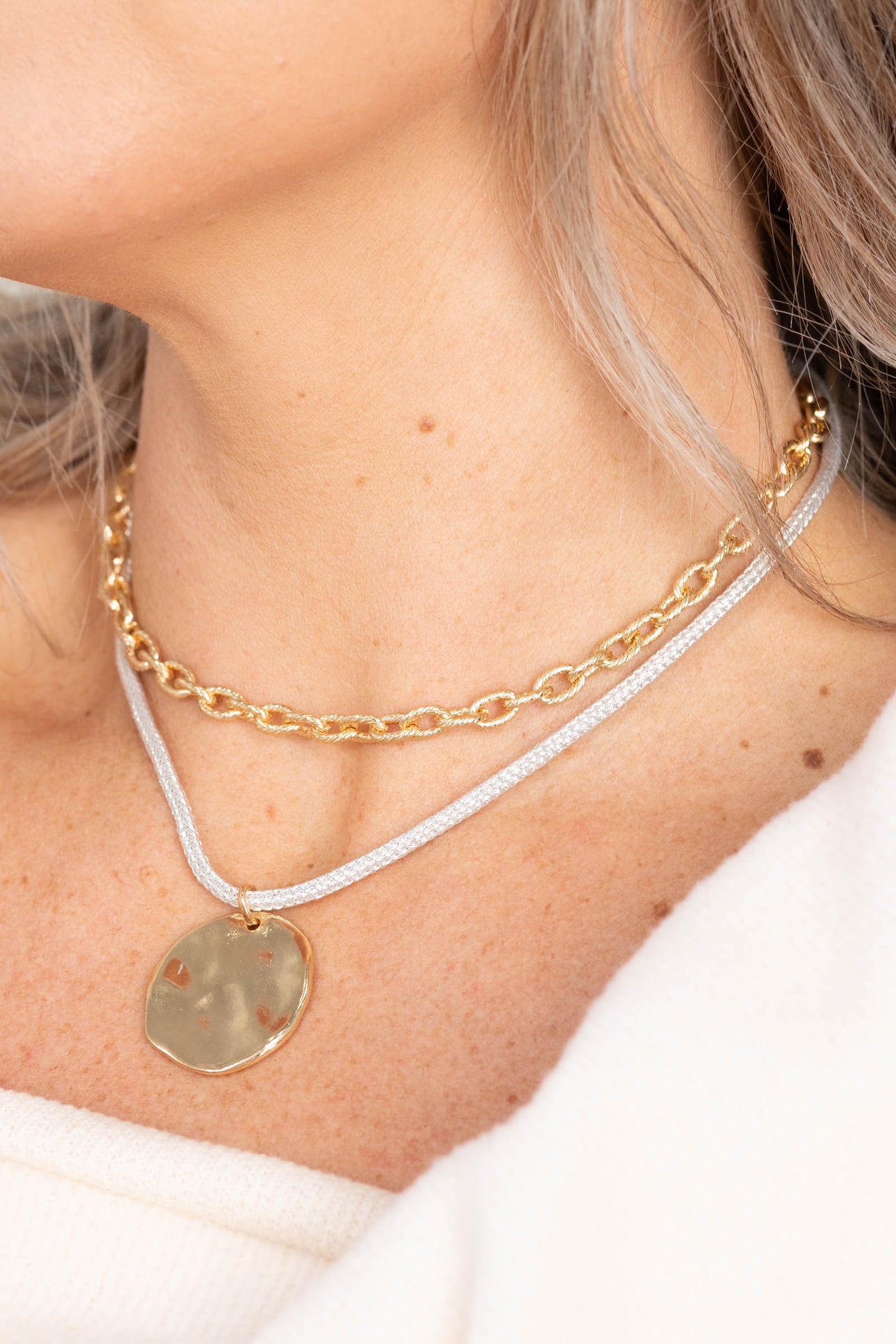 Gold Chain With Rope and Coin Necklace