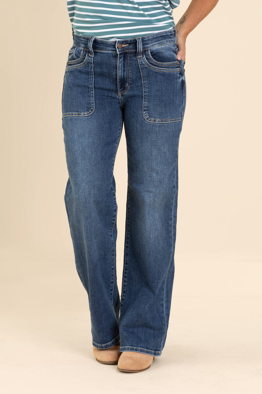 Judy Blue 90s Straight Front Patch Pocket Jean