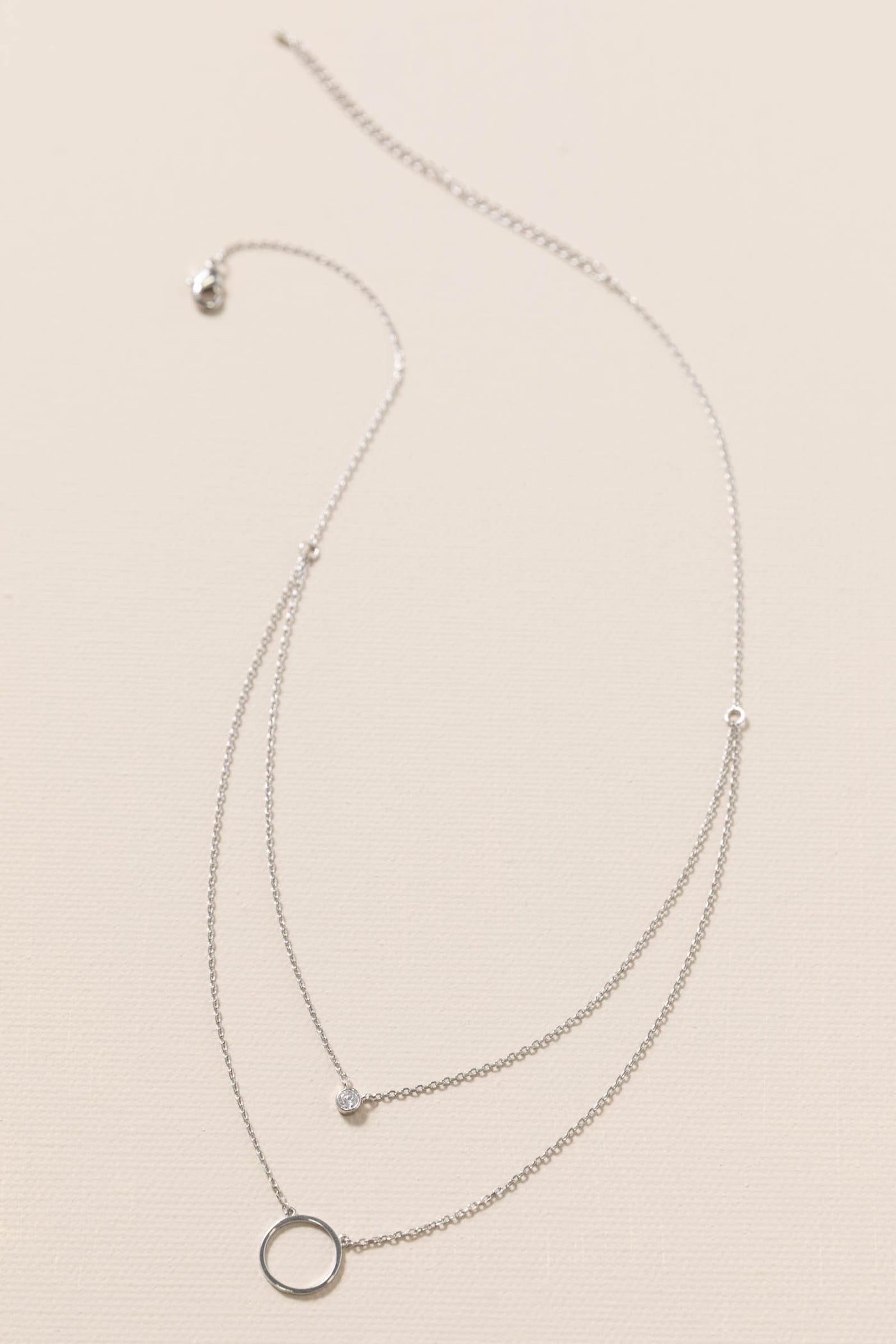 Silver Circle And Stone Necklace