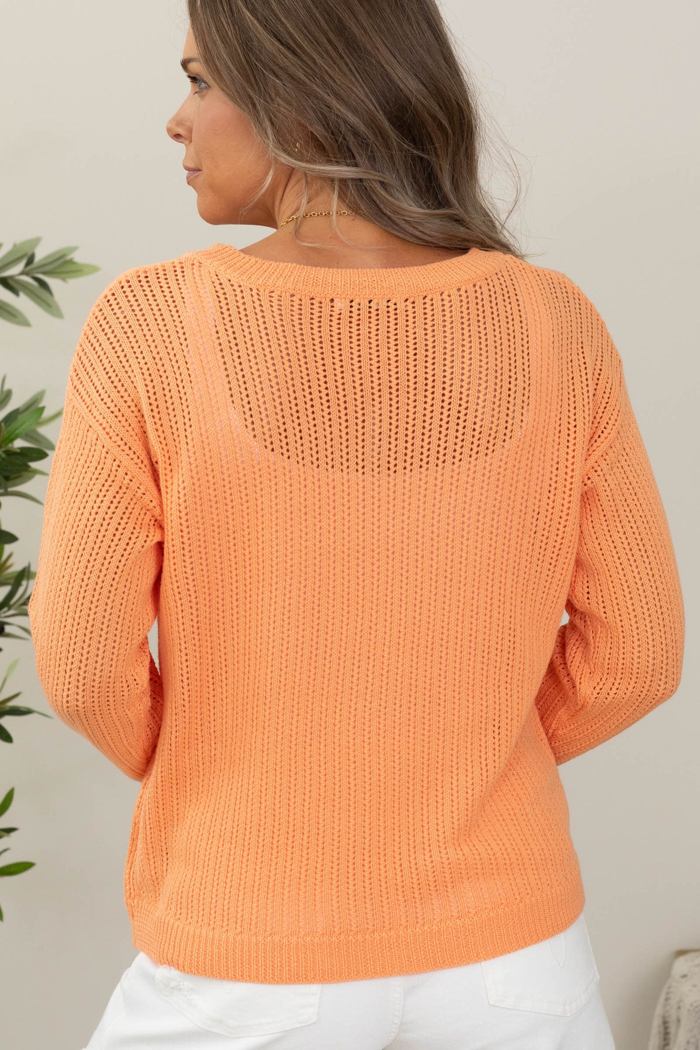 Staccato Coral Long Sleeve Knit Sweater Top