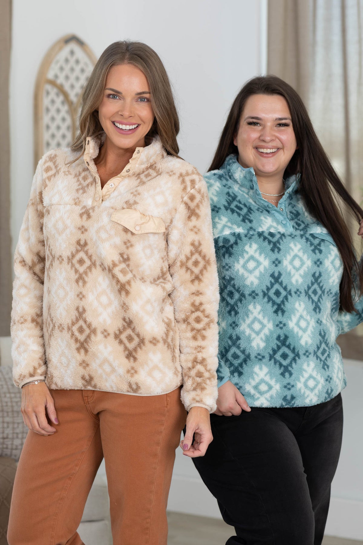Printed Soft Sherpa Quarter Snap Sweatshirt