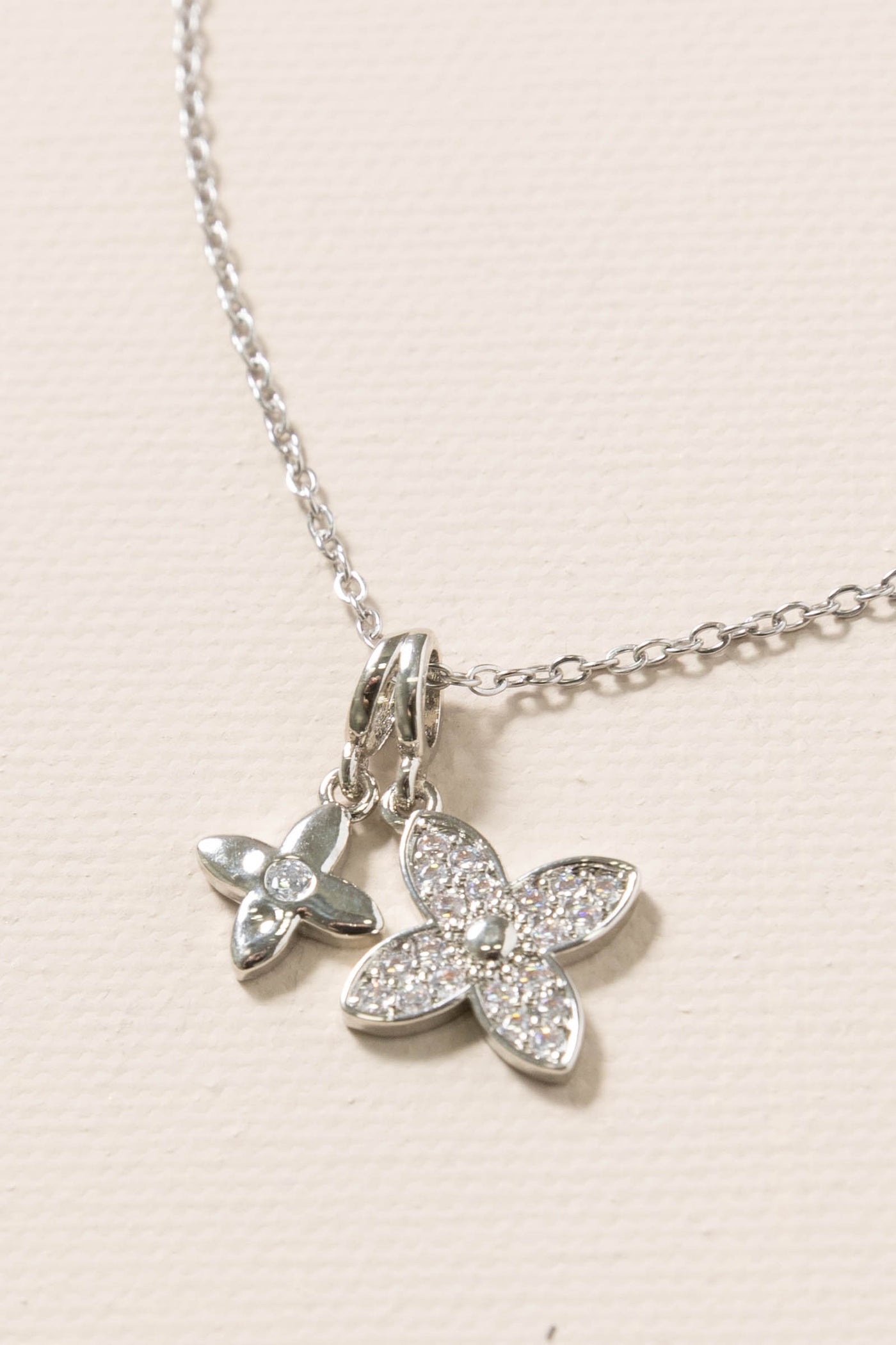 Silver Rhinestone Charm Necklace