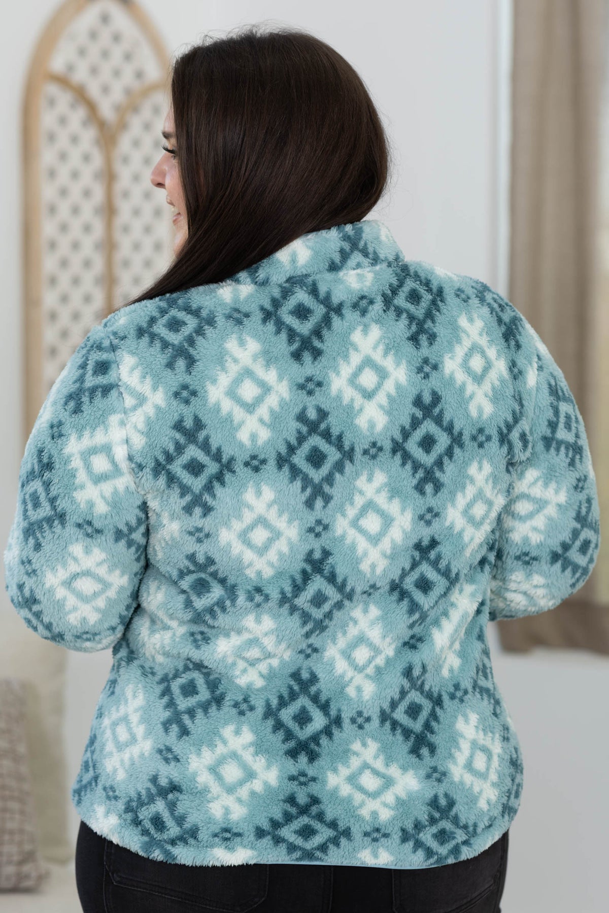 Printed Soft Sherpa Quarter Snap Sweatshirt