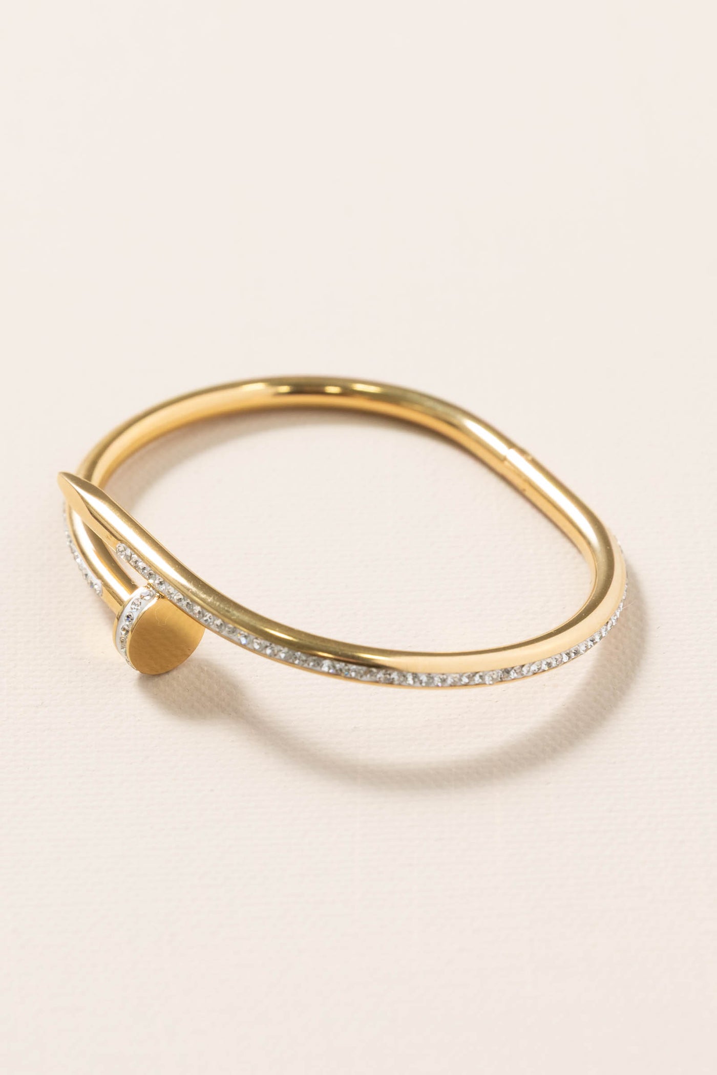 Gold Metal Rhinestone Hinged Bangle Bracelet