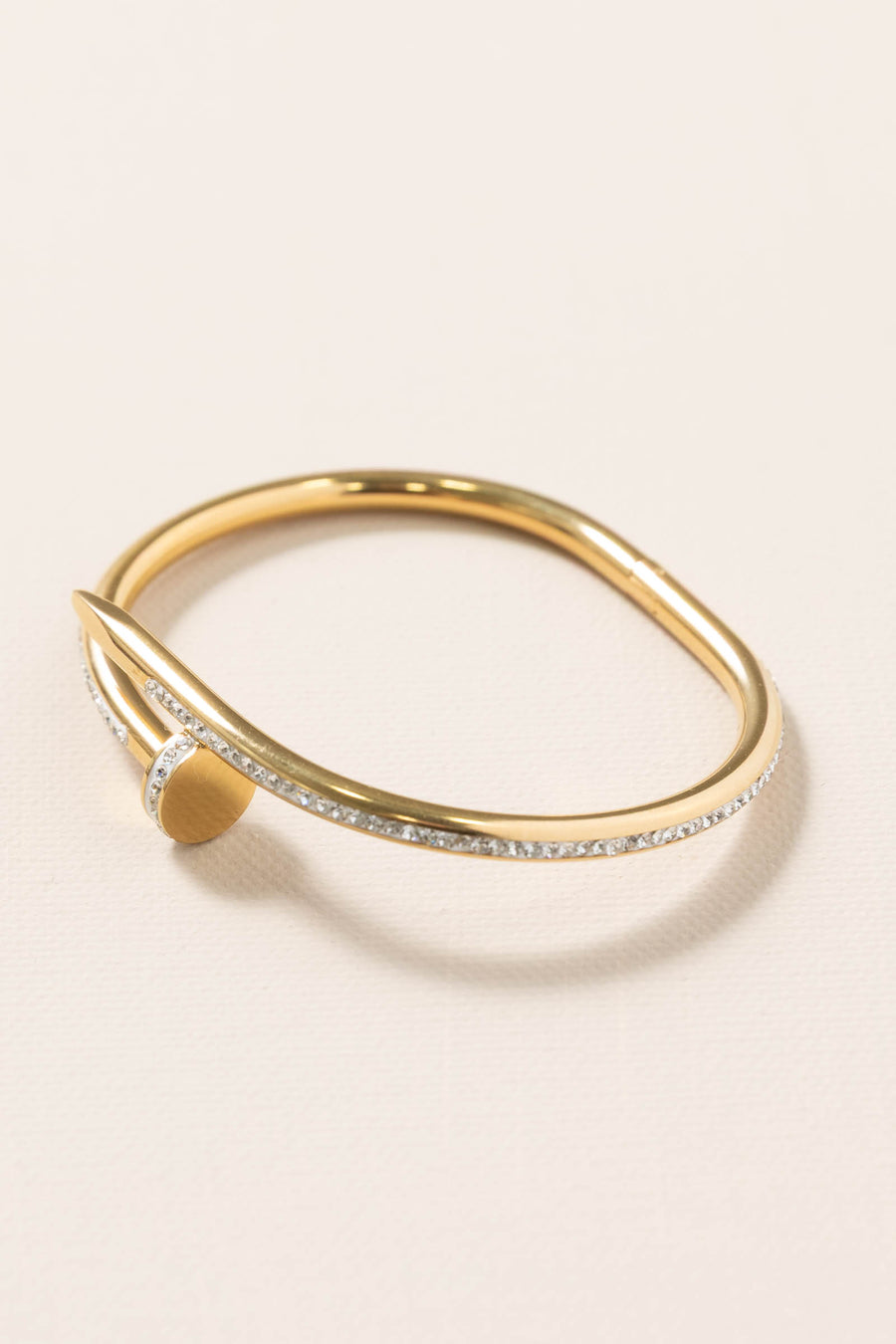 Gold Metal Rhinestone Hinged Bangle Bracelet