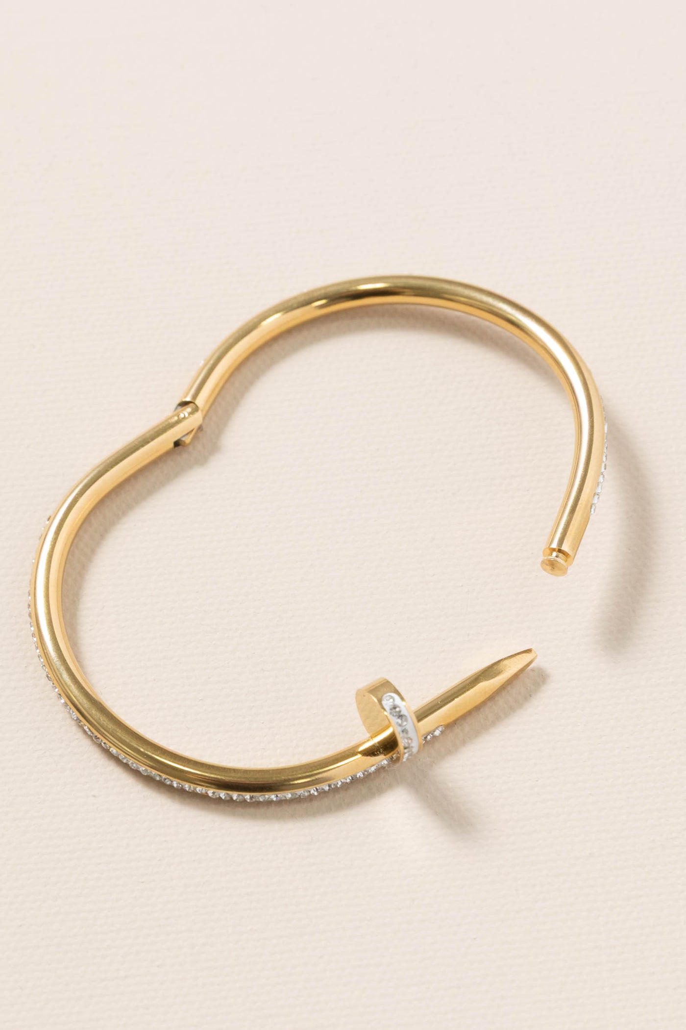 Gold Metal Rhinestone Hinged Bangle Bracelet