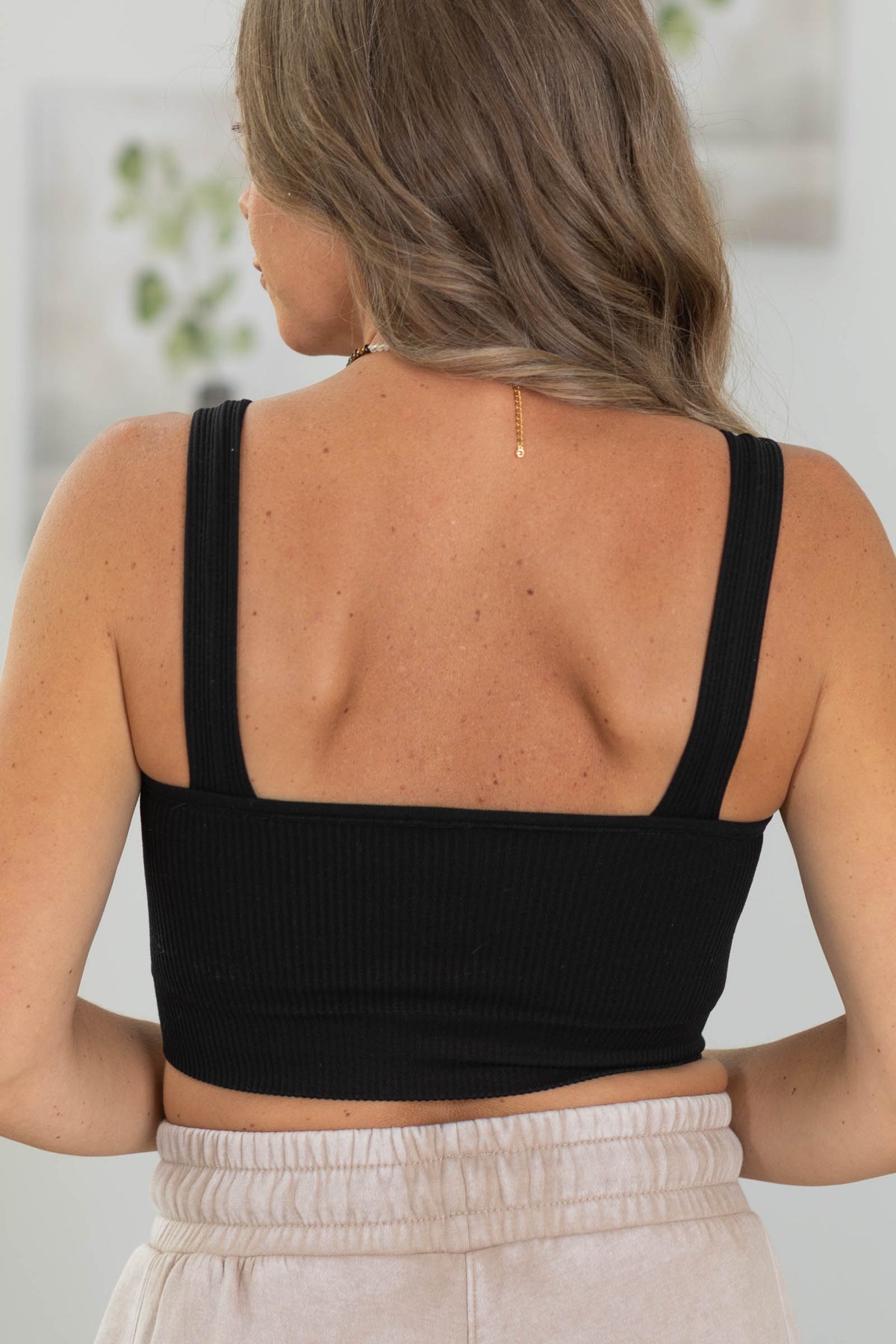 Seamless Ribbed Padded V-Neck Tank Top Bralette