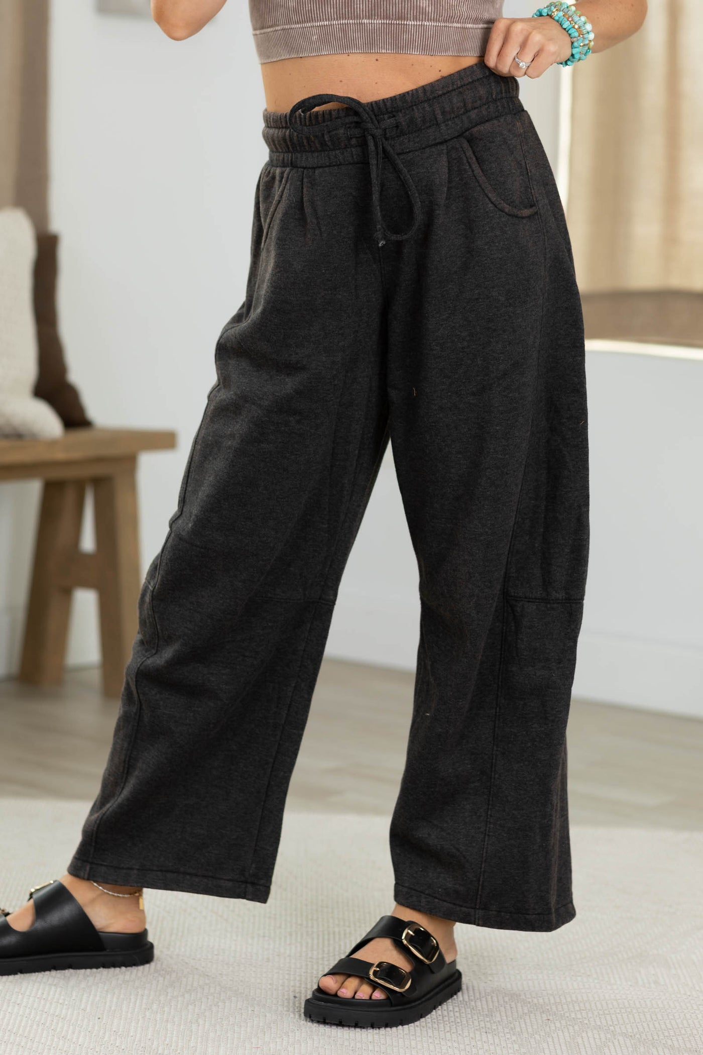 Fleece Acid Wash Barrel Sweatpants