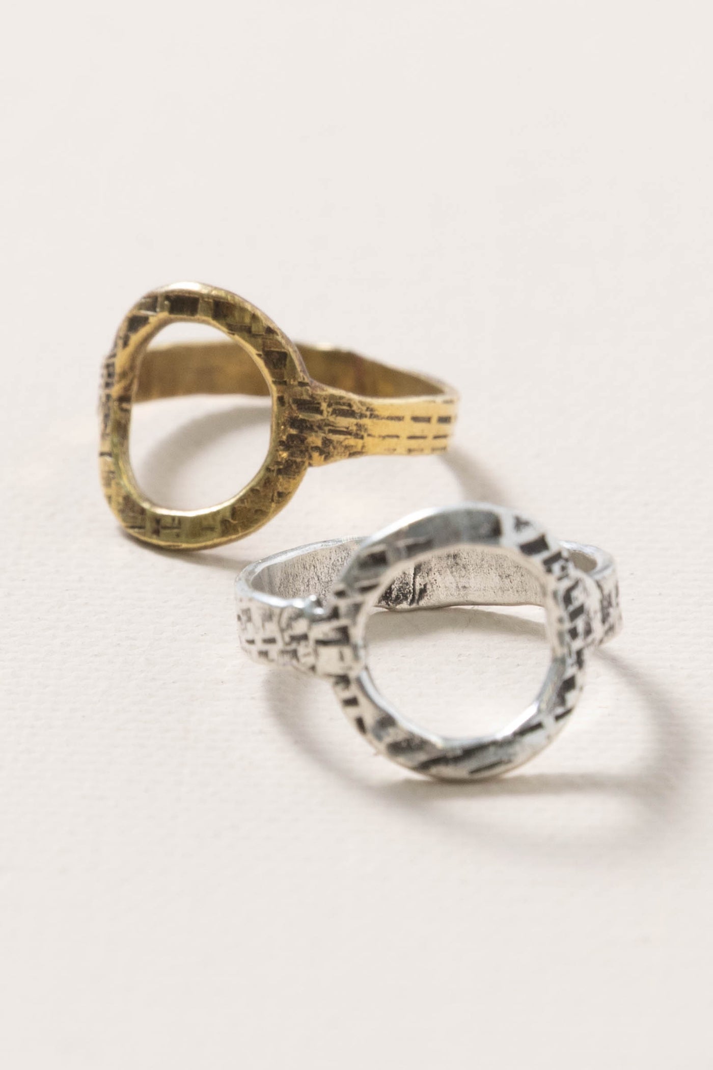 Gold Textured Circle Ring