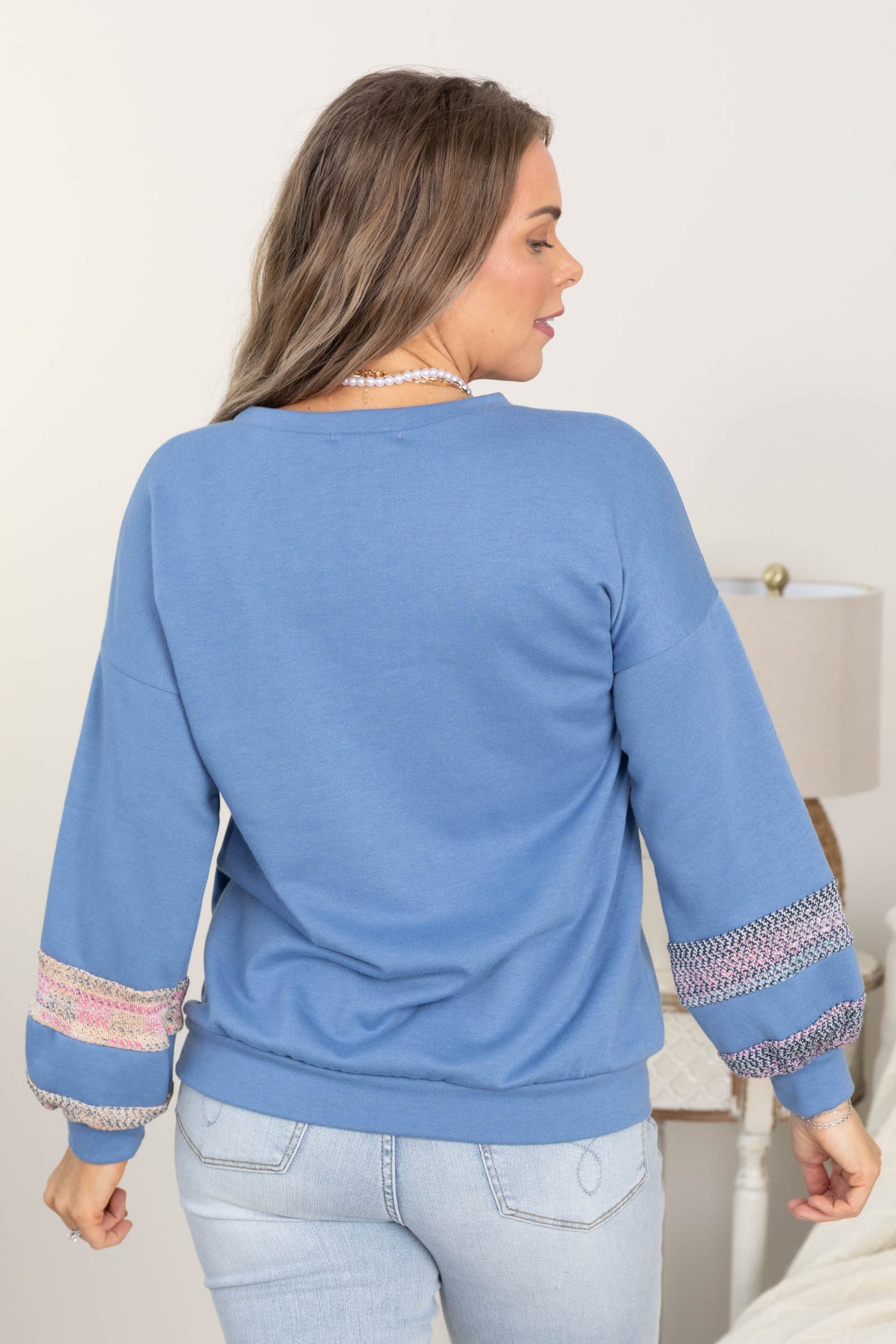 Cornflower French Terry Sweatshirt With Breezy Detail
