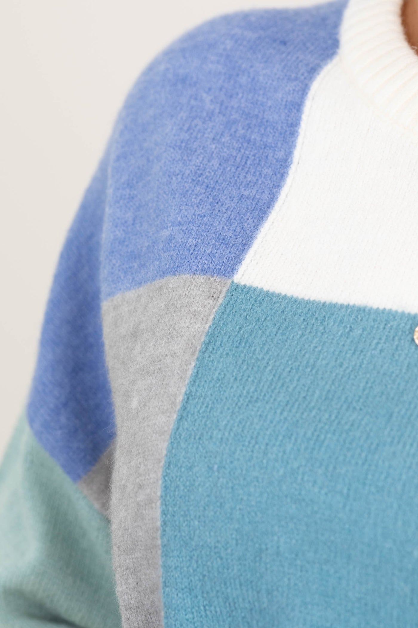 Teal Multicolor Colorblock Sweater