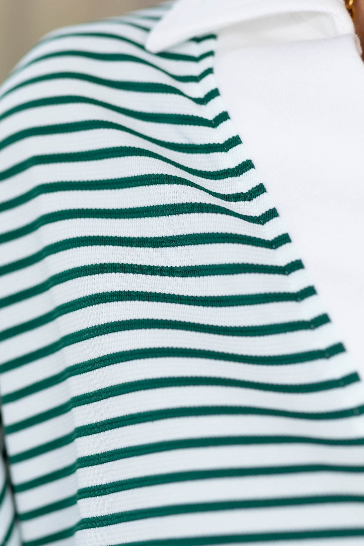 Striped Split Neck Collared Knit Top