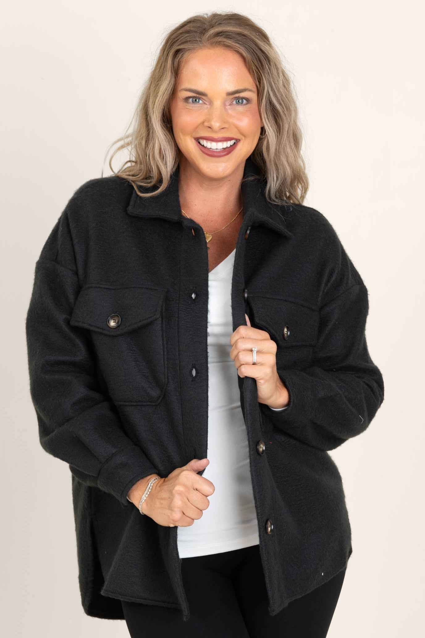 Solid Cozy Button Down Jackets