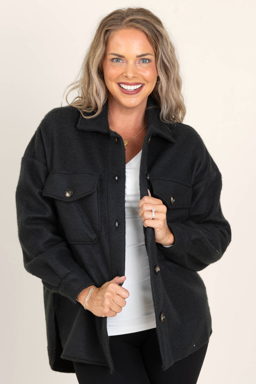 Solid Cozy Button Down Jackets
