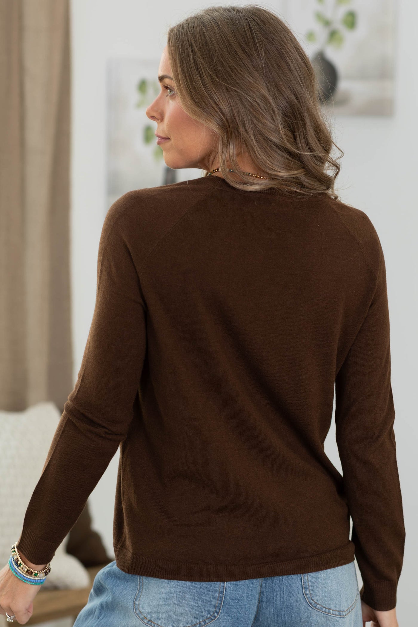 Lightweight Wool Blend Round Neck Sweater