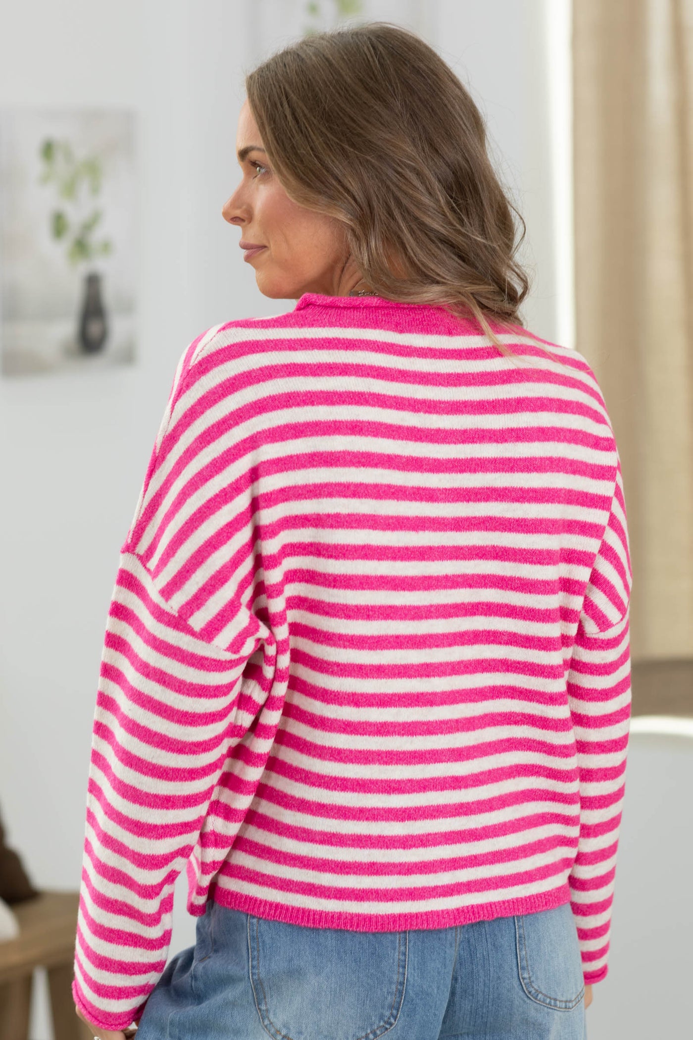 Striped Collared Button Down Sweater Cardigan
