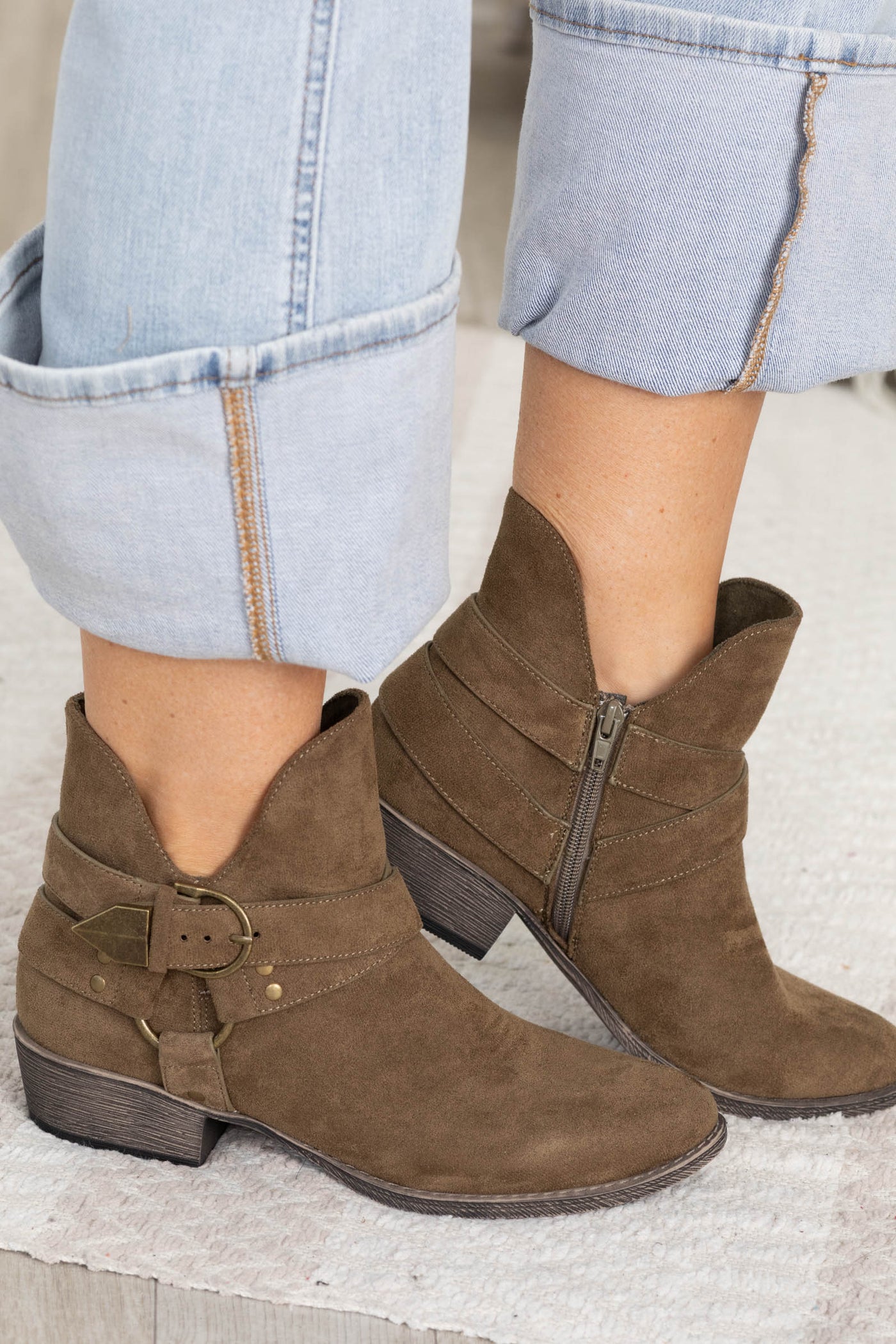 Faux Wrap and Buckle Detail Booties