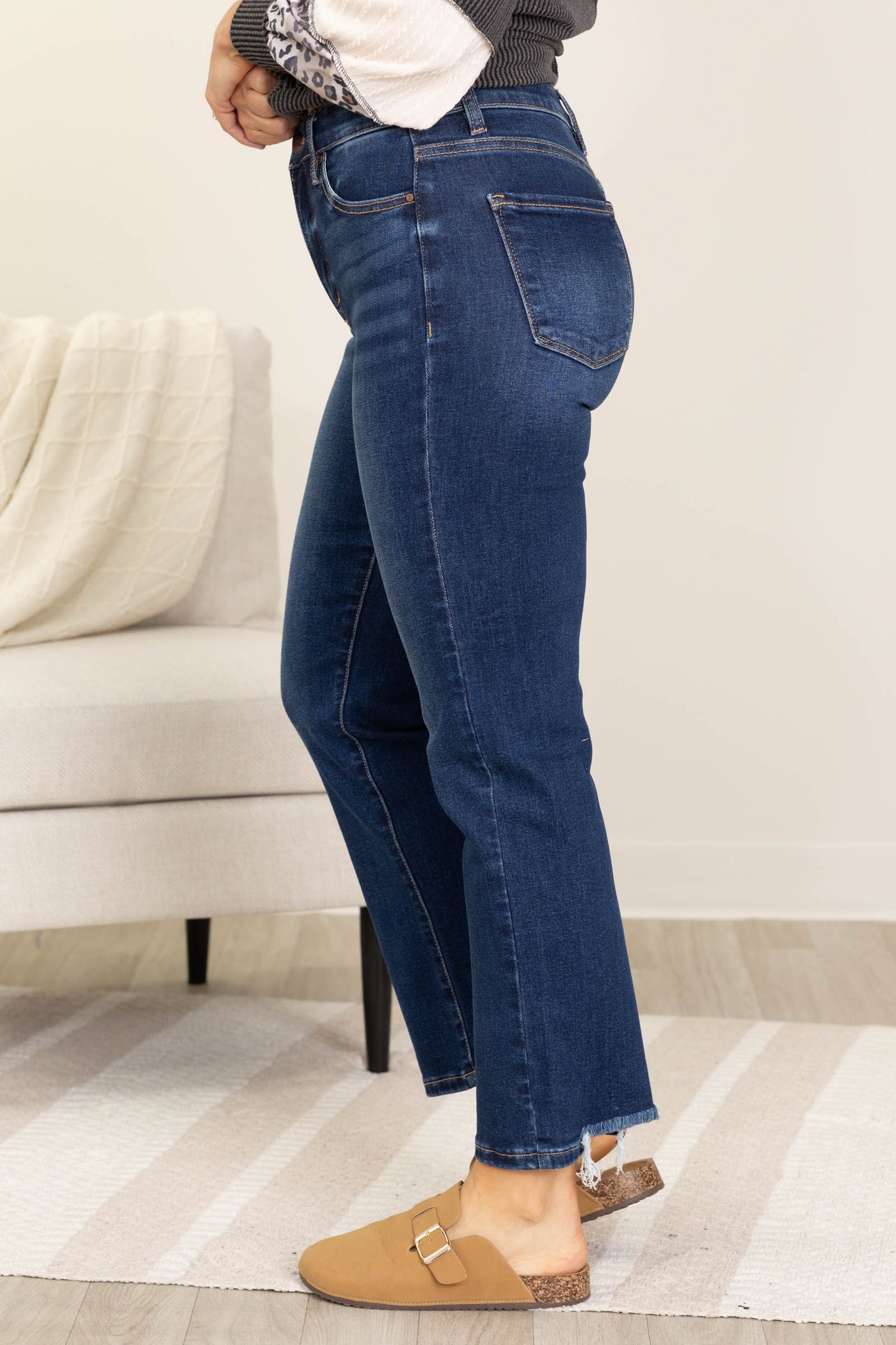 Risen Dark Tummy Control Crop Straight Pants