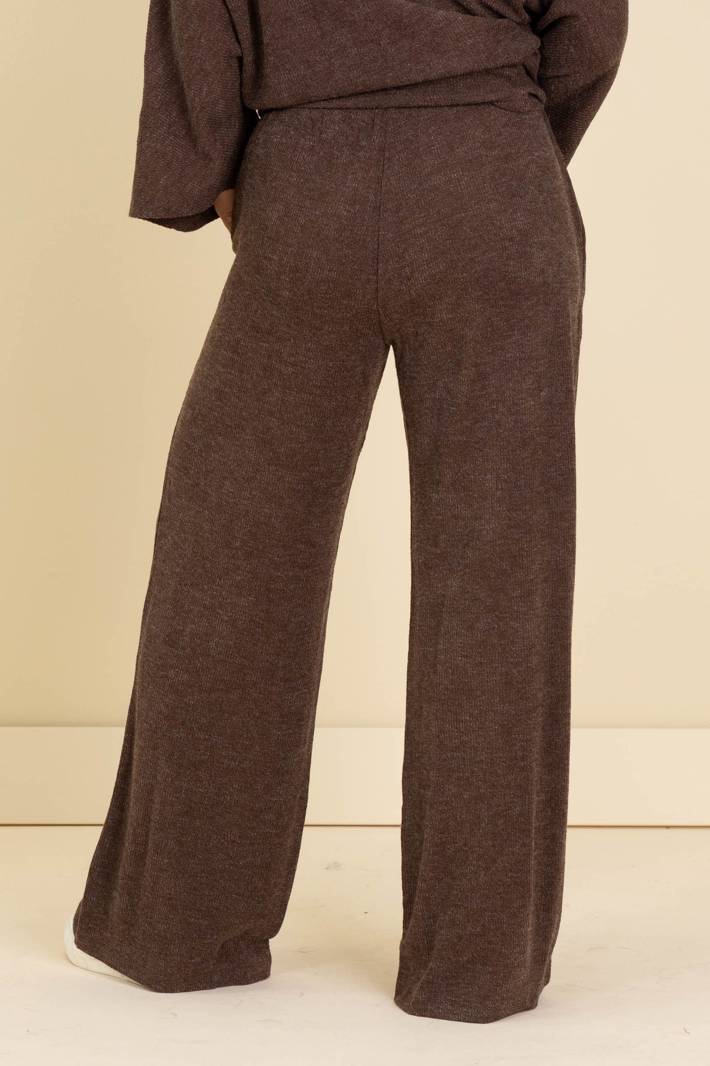 Brown Soft Twist Front Top With Pants Set