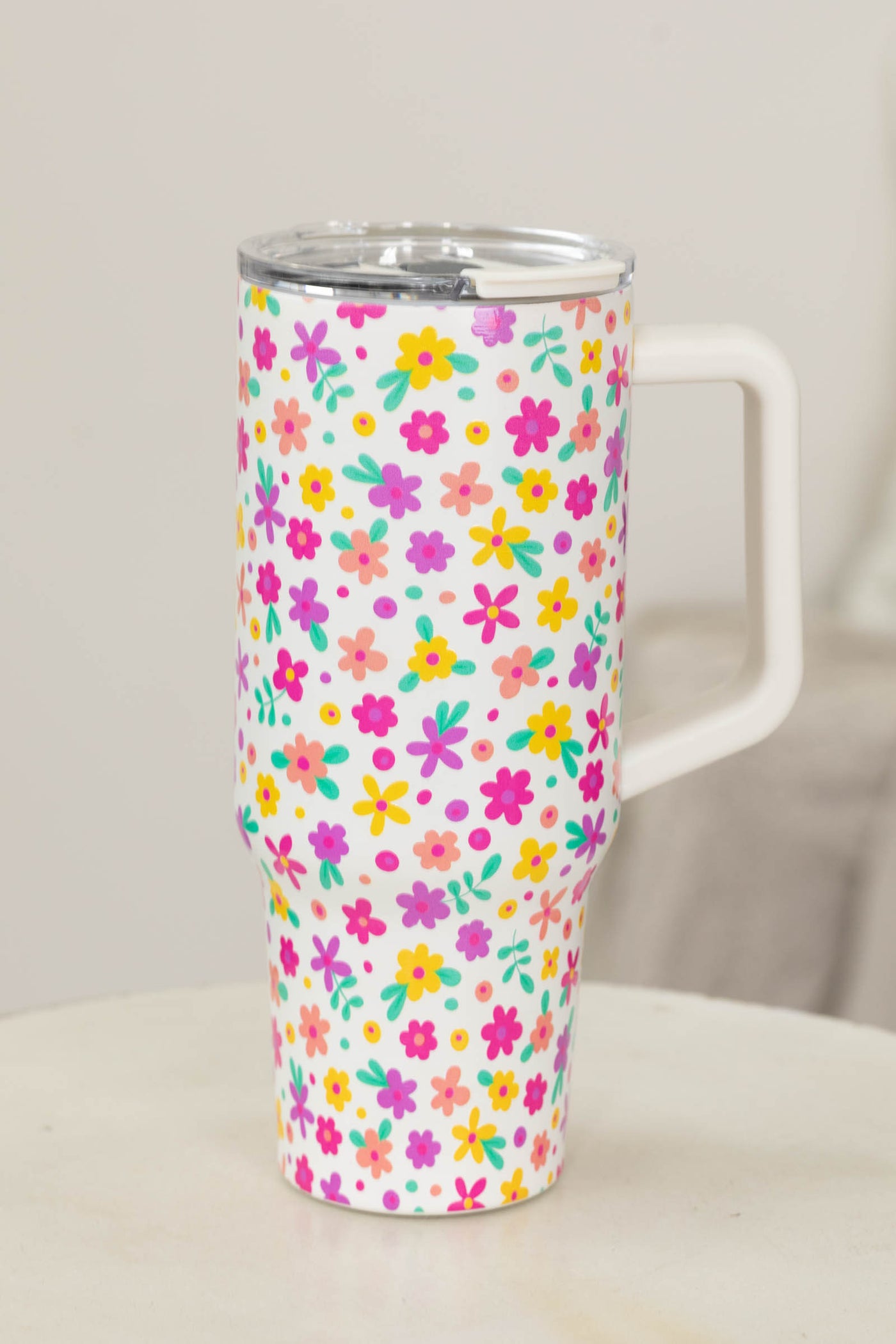 Off White Multicolor Flowers Printed 40oz Tumbler