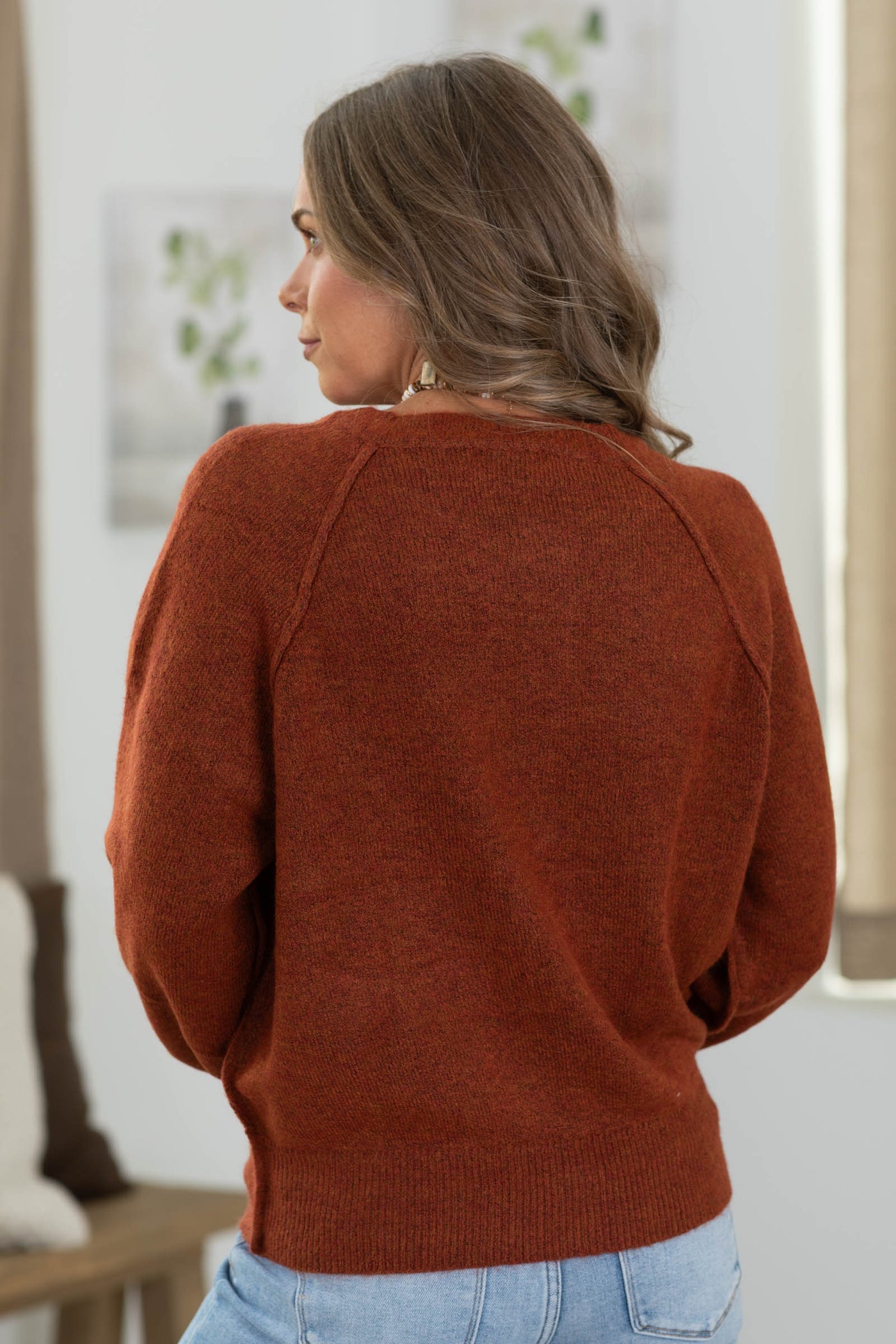 Henley Half Button Sweater Top