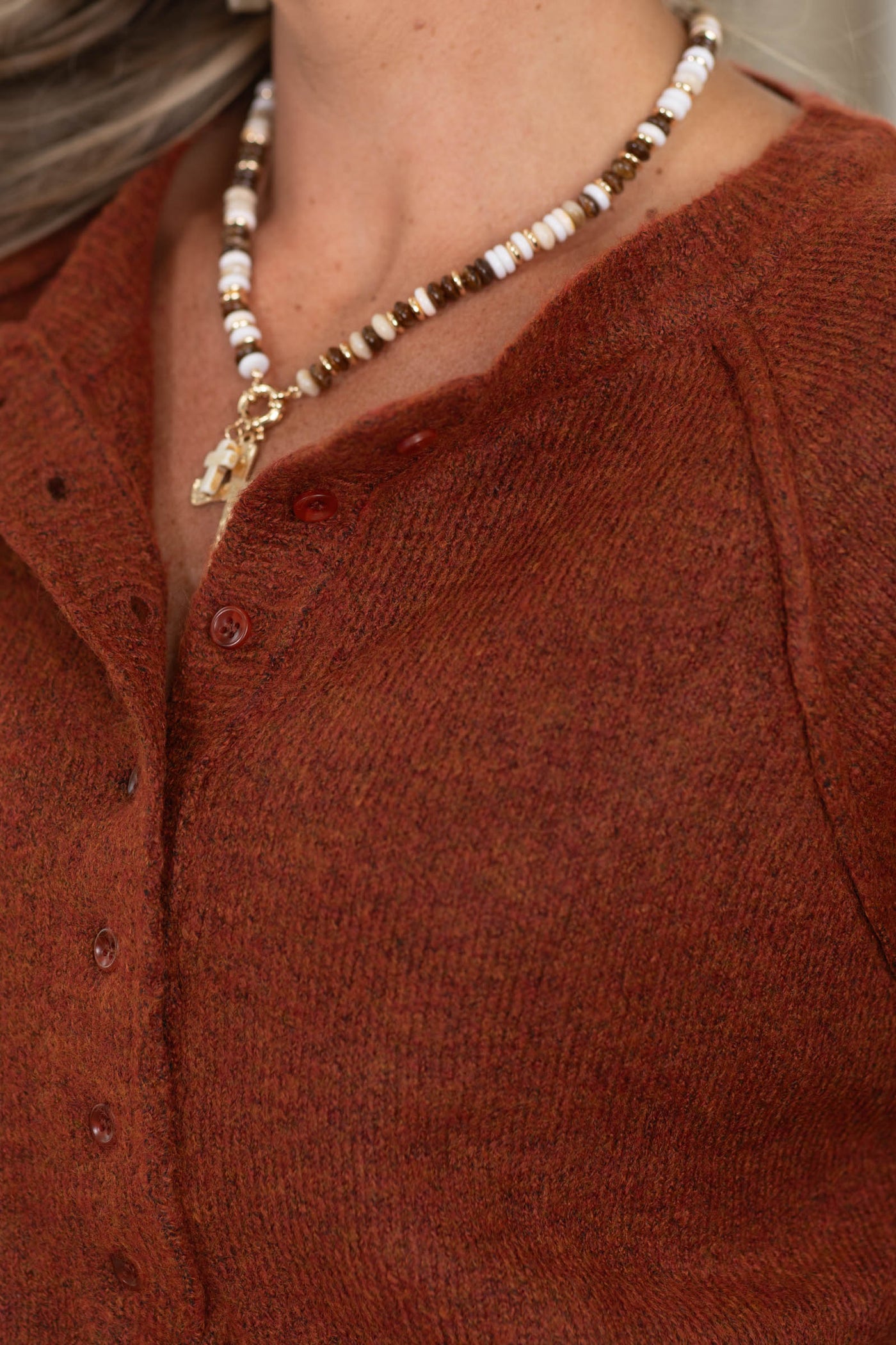 Henley Half Button Sweater Top