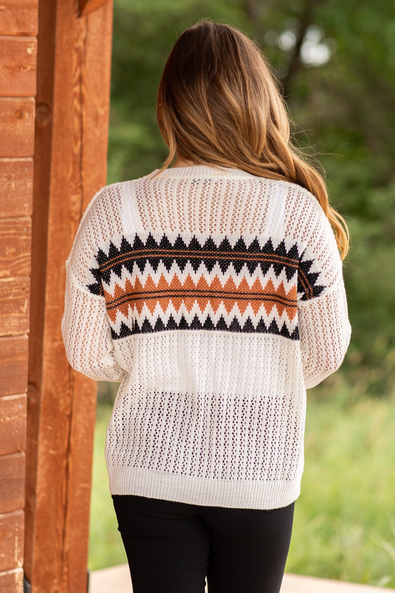 Ivory Multicolor Aztec Lightweight Sweater - Filly Flair