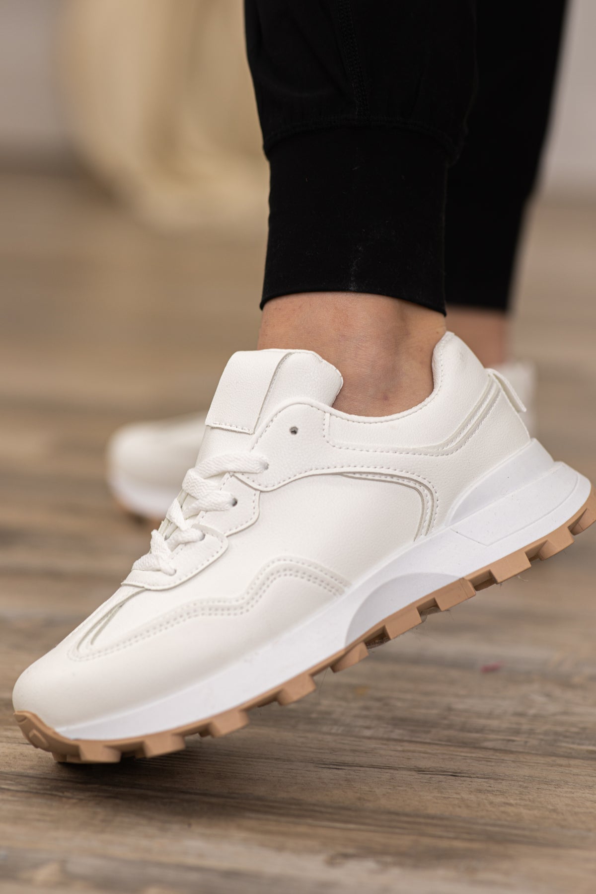 White and Tan Woman sneakers White & Beige Sneaker - All Shoes | Red Dress main image 2