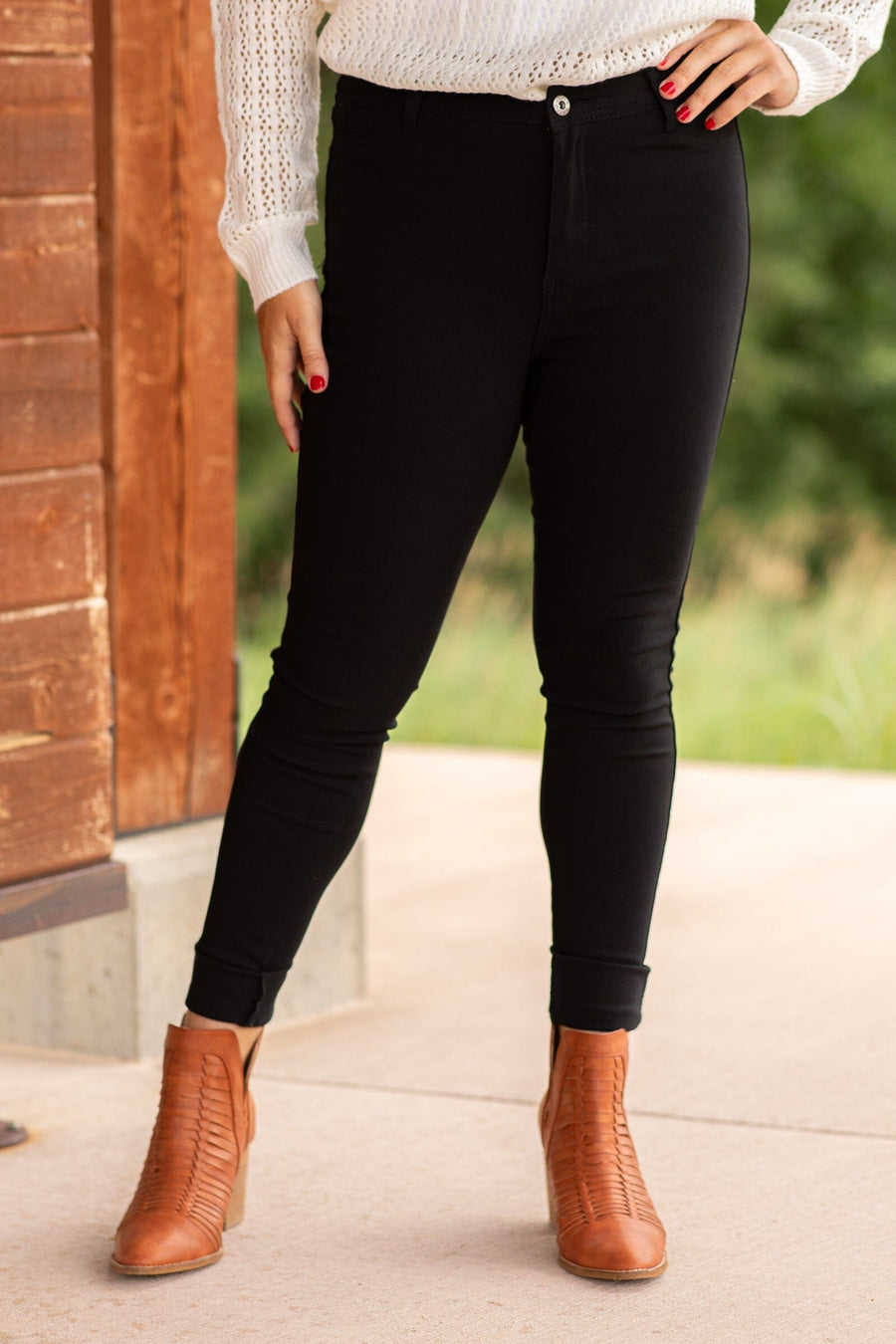 Black Skinny Fit High Rise Pants - Filly Flair
