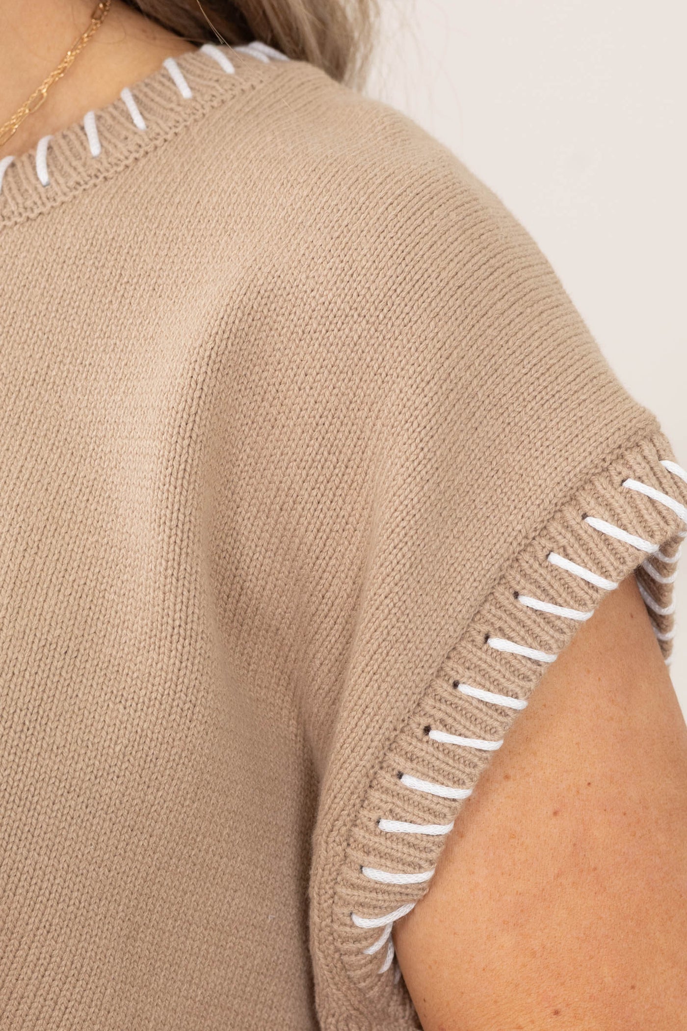 Stitch Detailed Oversized Sweater Vests