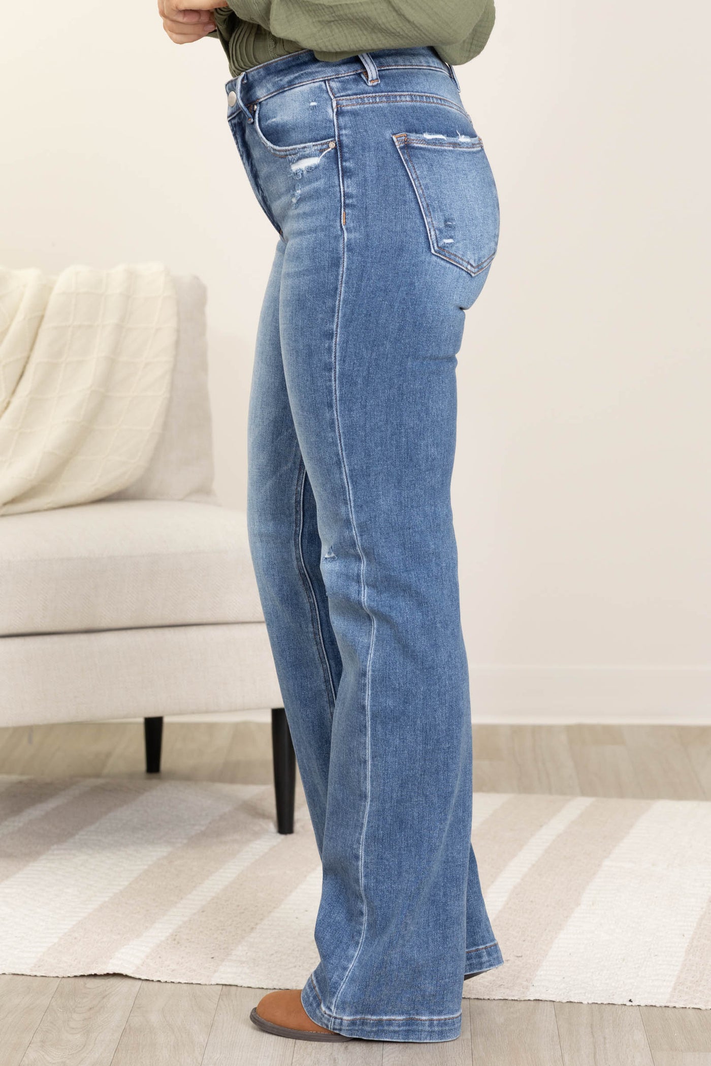 Risen Tummy Control High Rise Straight Jeans