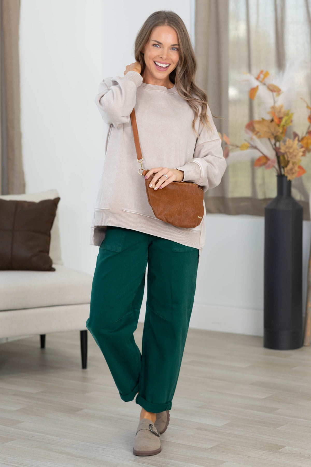 Acid Wash Fleece High Low Hem Cut Sweatshirt