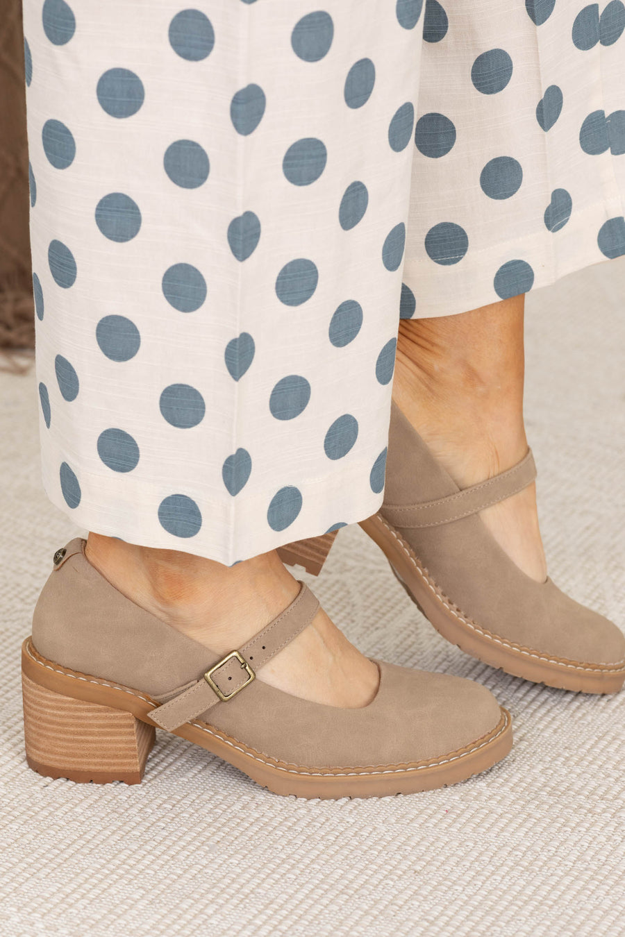 Tan Faux Leather Heel With Adjustable Strap