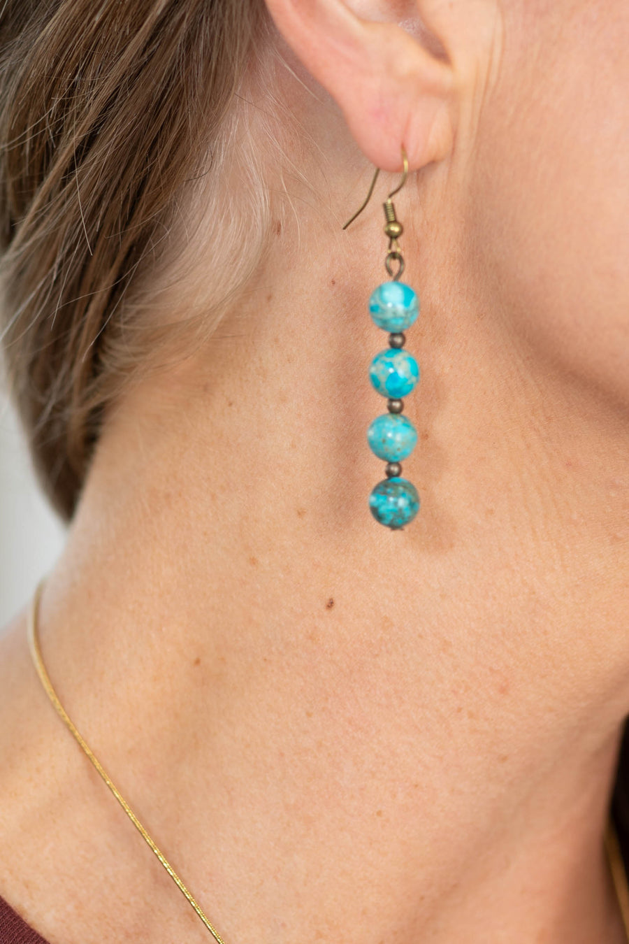 Turquoise Drop Beads Earrings