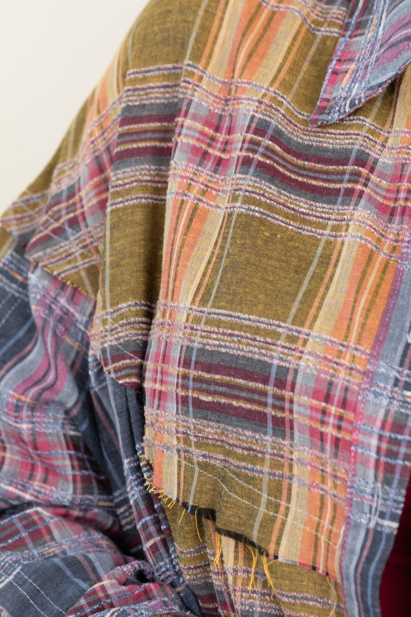 Olive Plaid Babydoll Button Up Top