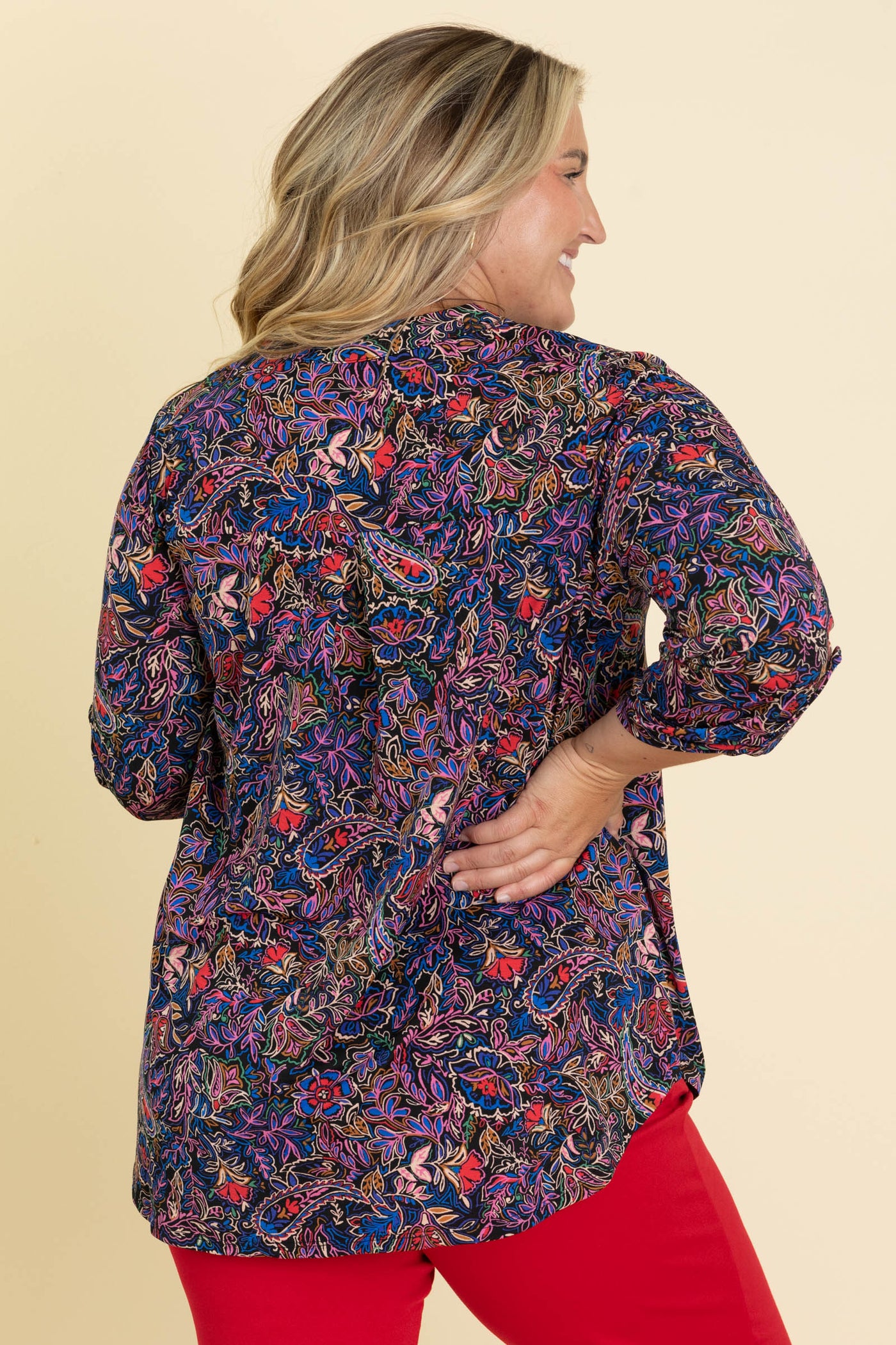 Black And Blue Printed Lizzy Wrinkle Free Top