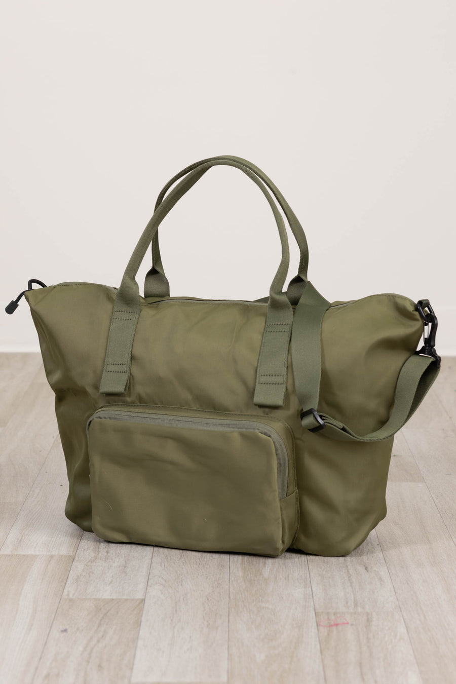 Olive Packable Folding Duffle Tote Bag