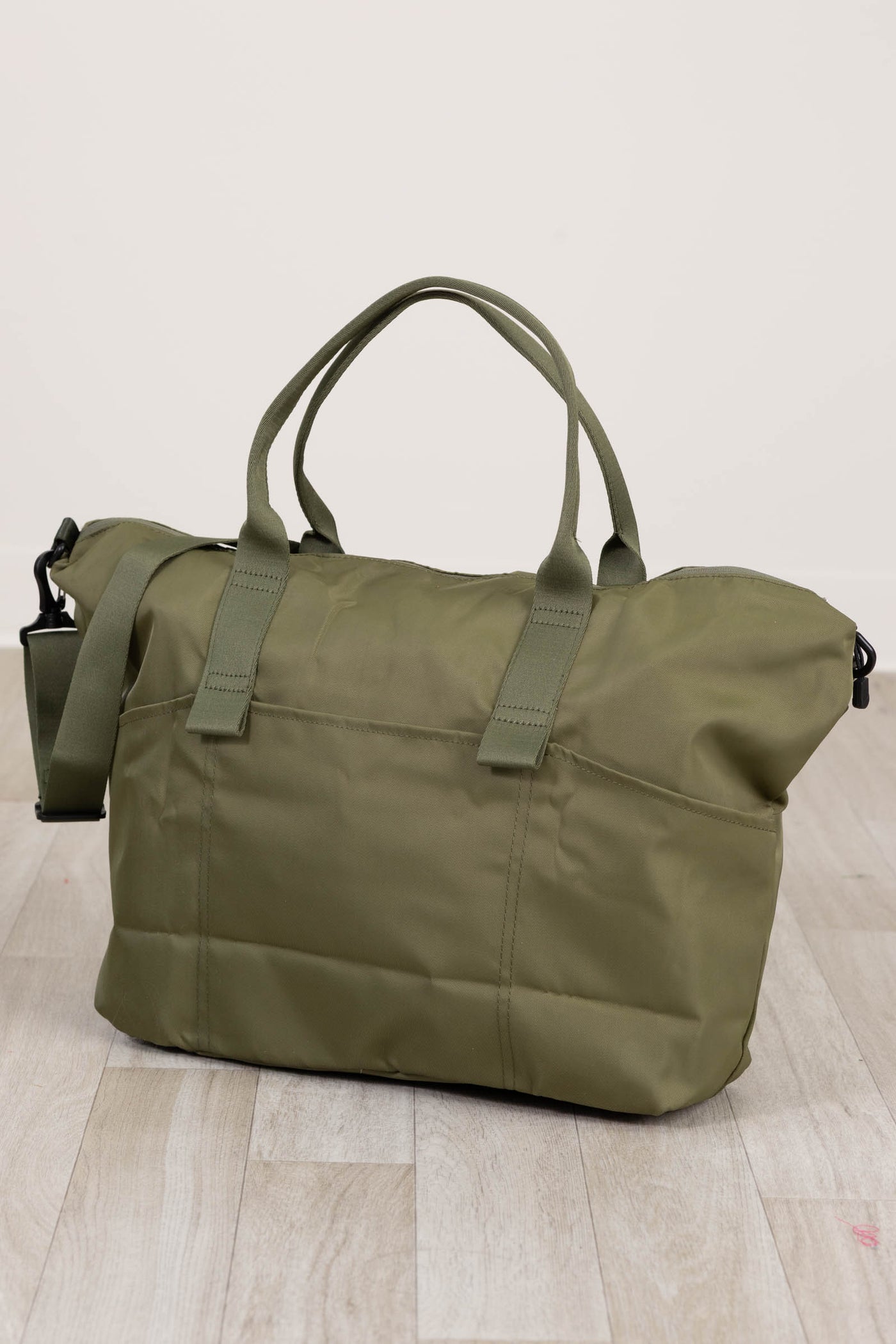 Olive Packable Folding Duffle Tote Bag