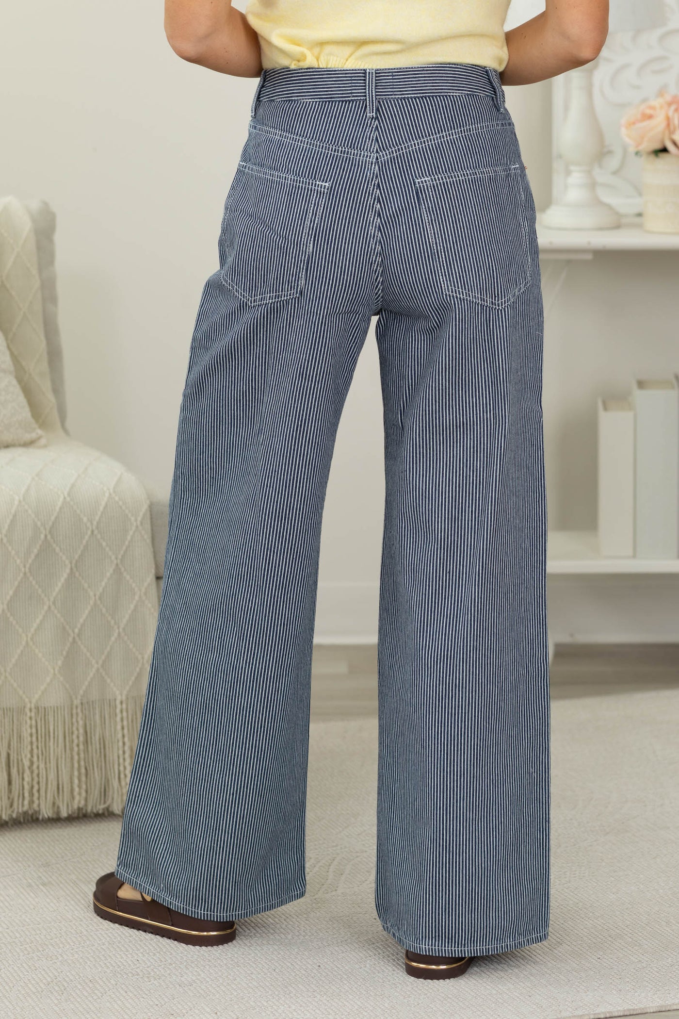 Cotierra Navy Stripe Jeans- 100% Cotton