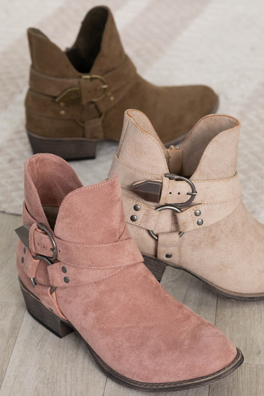 Faux Wrap and Buckle Detail Booties