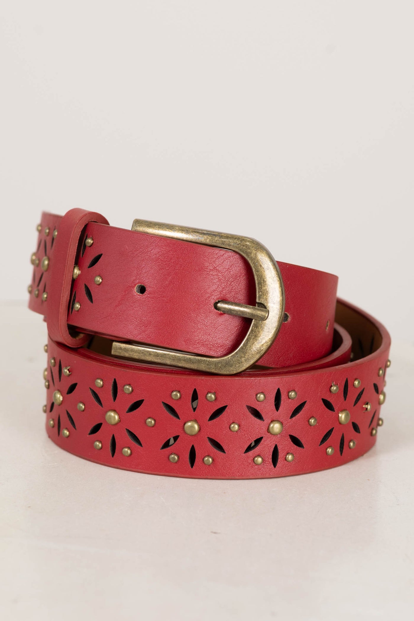 Flower Cutout Classic Buckle Belts