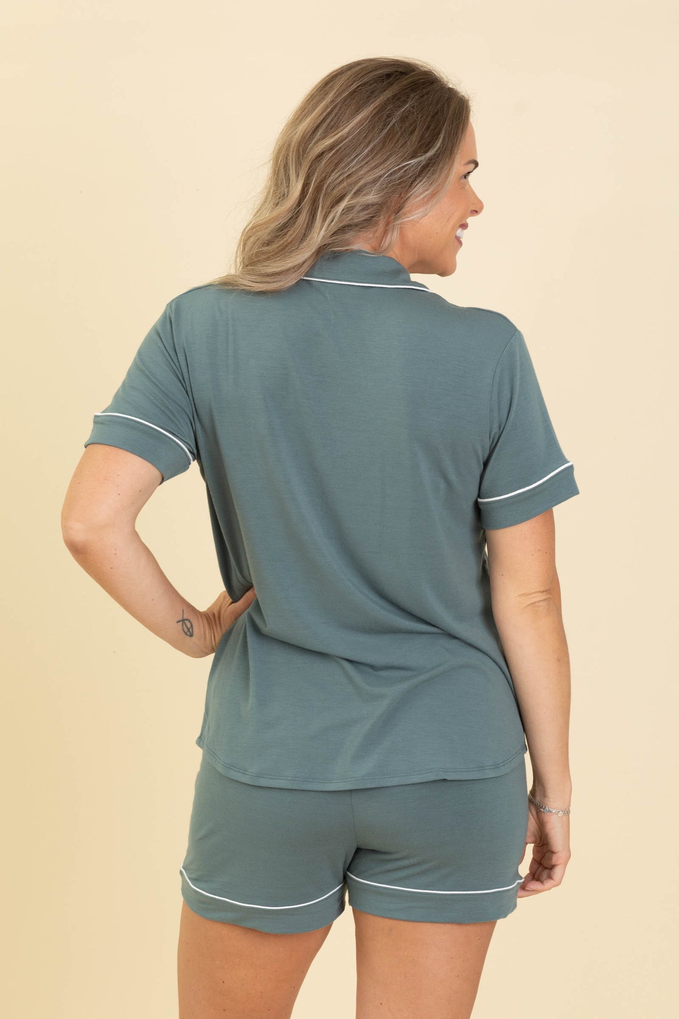 Relaxed Fit Short Sleeve Top And Shorts PJ Set