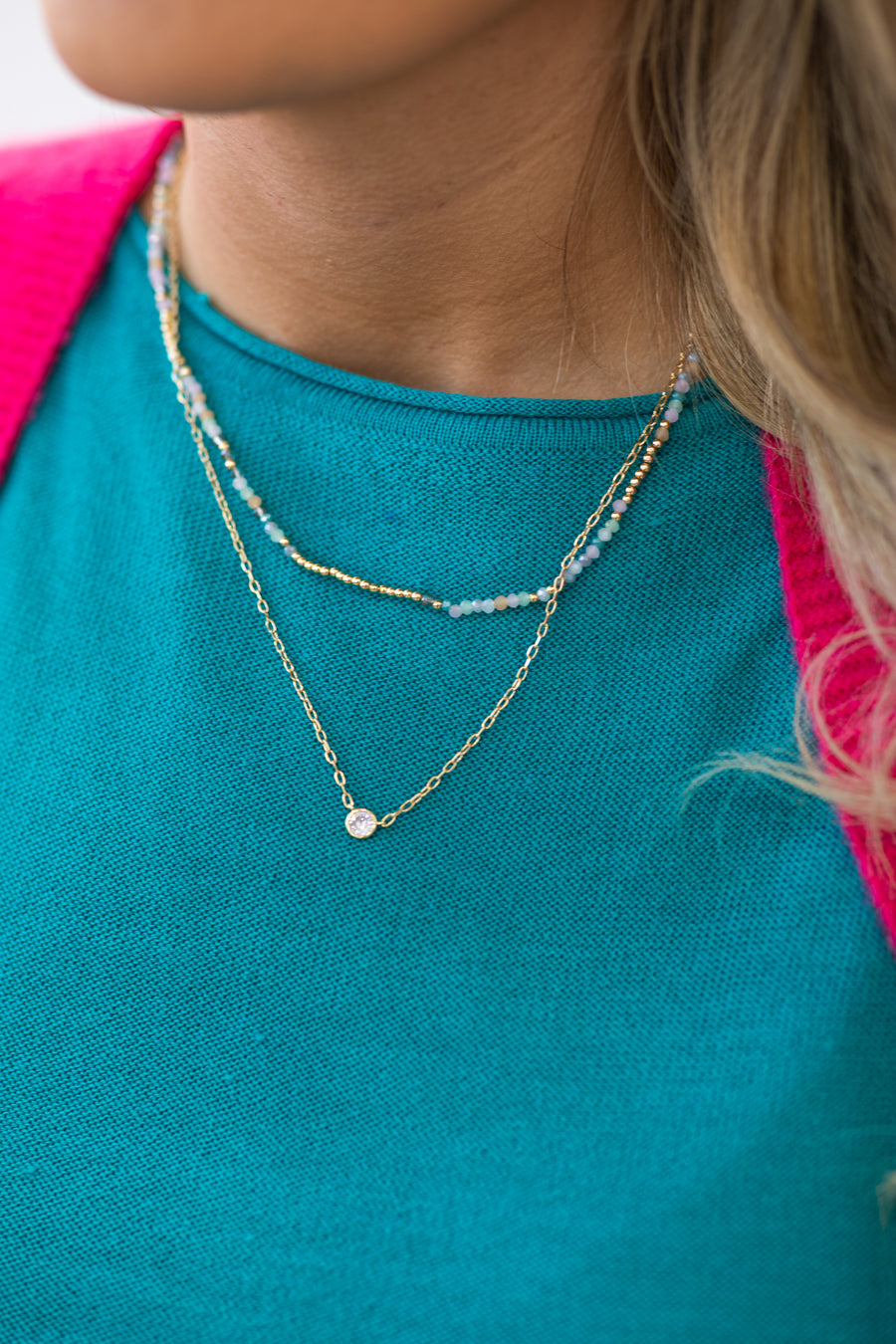 Multicolor Necklace With Rhinestone Necklace