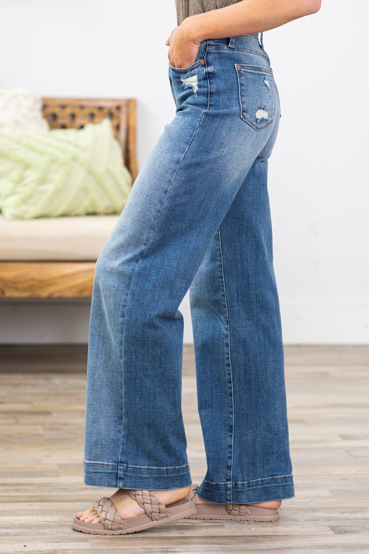Judy Blue Lightly Distressed Trouser Jeans - Filly Flair